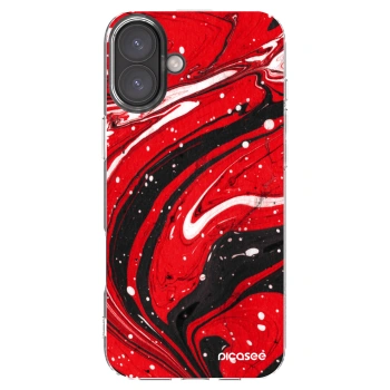 Picasee husă transparentă din silicon pentru Apple iPhone 16 Plus - Red black