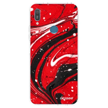Picasee husă transparentă din silicon pentru Huawei Y6 2019 - Red black