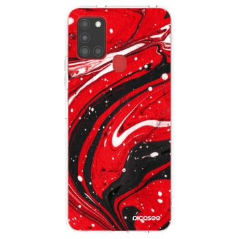 Picasee husă transparentă din silicon pentru Samsung Galaxy A21s - Red black