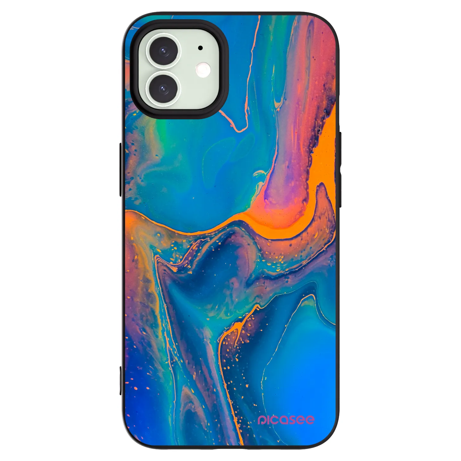 Picasee husă neagră din silicon pentru Apple iPhone 12 Pro - Rainbow