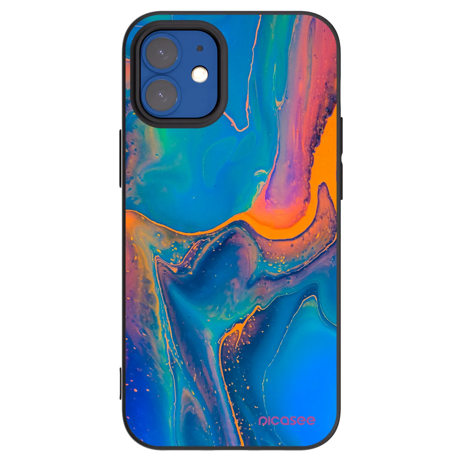 Picasee husă neagră din silicon pentru Apple iPhone 12 mini - Rainbow