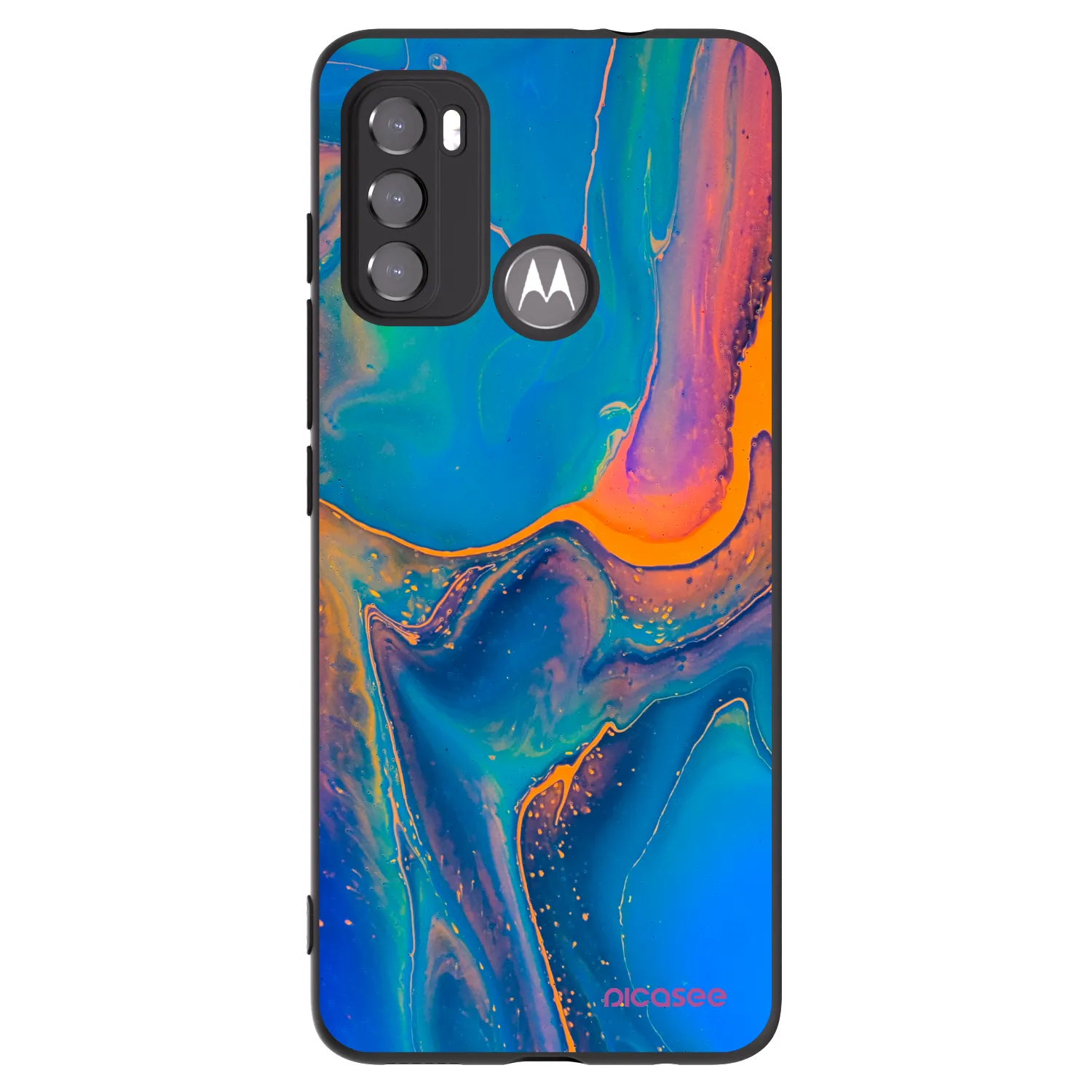 Picasee husă neagră din silicon pentru Motorola Moto G60 - Rainbow