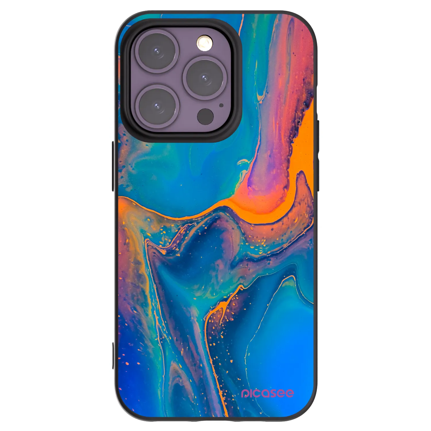 Picasee husă neagră din silicon pentru Apple iPhone 14 Pro - Rainbow