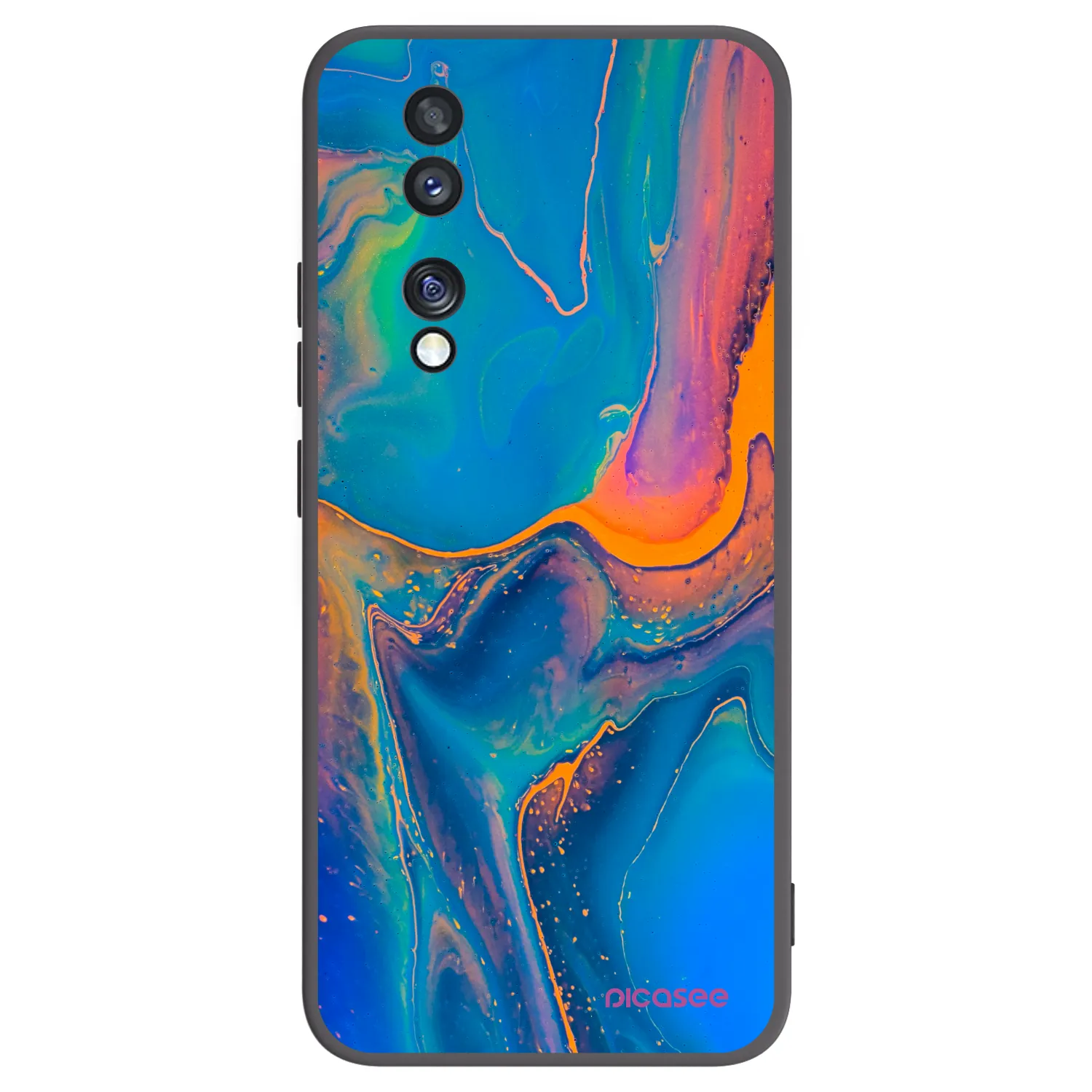 Picasee husă neagră din silicon pentru Honor 70 - Rainbow