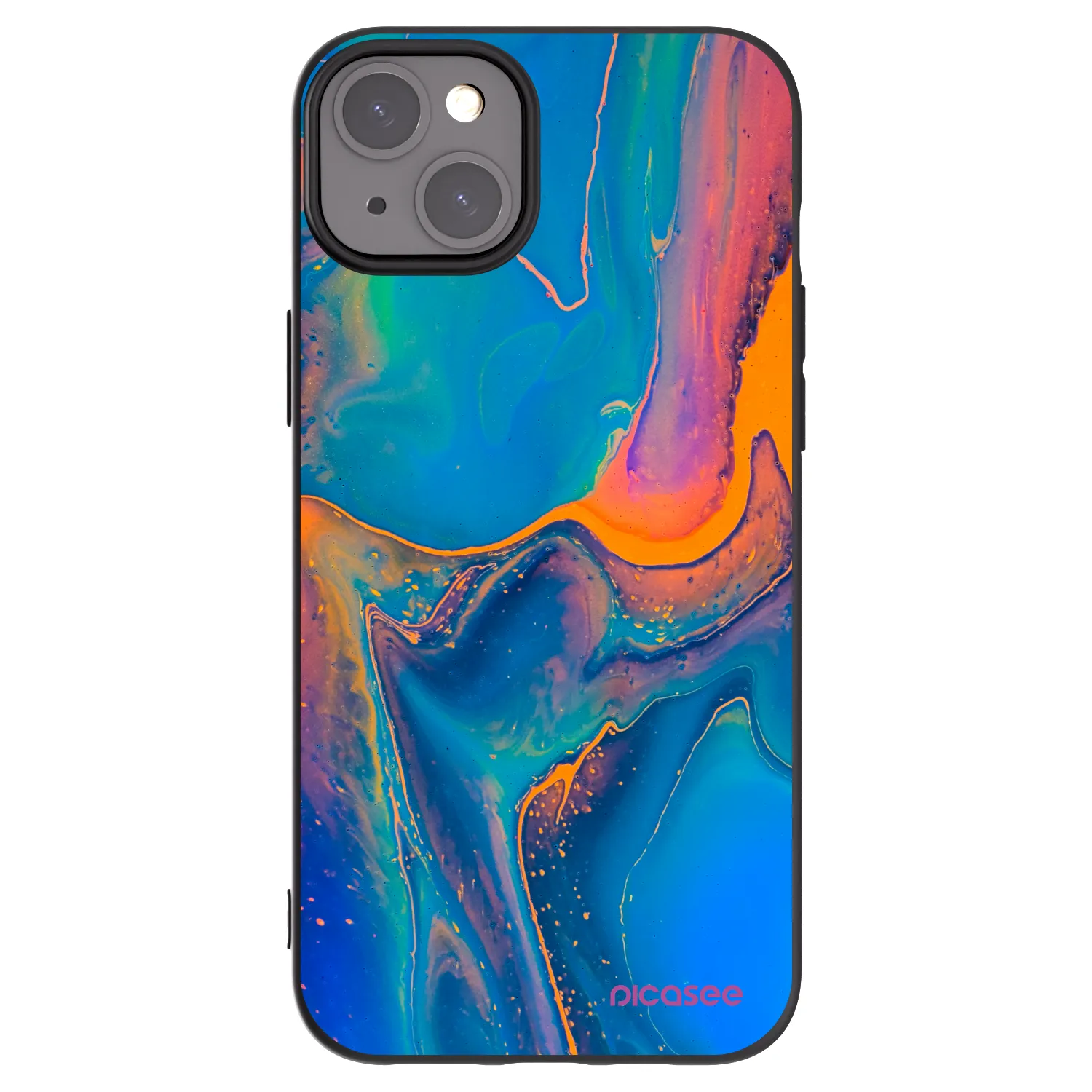 Picasee husă neagră din silicon pentru Apple iPhone 15 Plus - Rainbow
