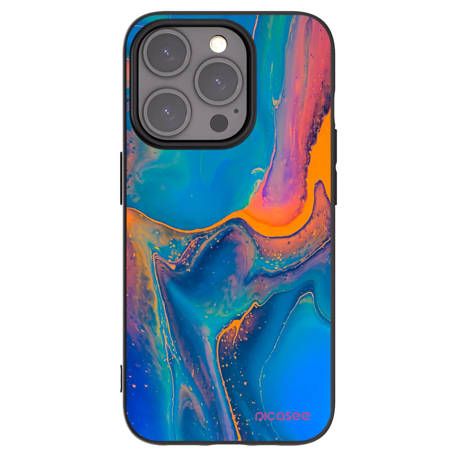 Picasee husă neagră din silicon pentru Apple iPhone 15 Pro - Rainbow