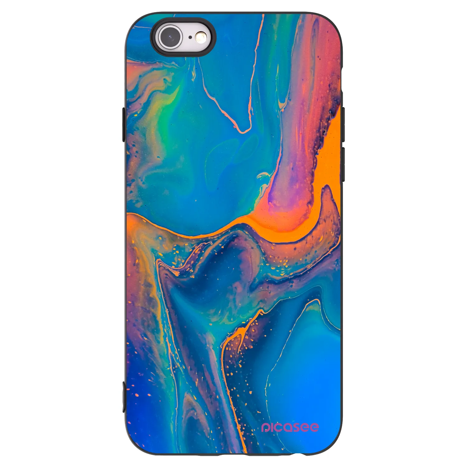 Picasee husă neagră din silicon pentru Apple iPhone 6/6S - Rainbow