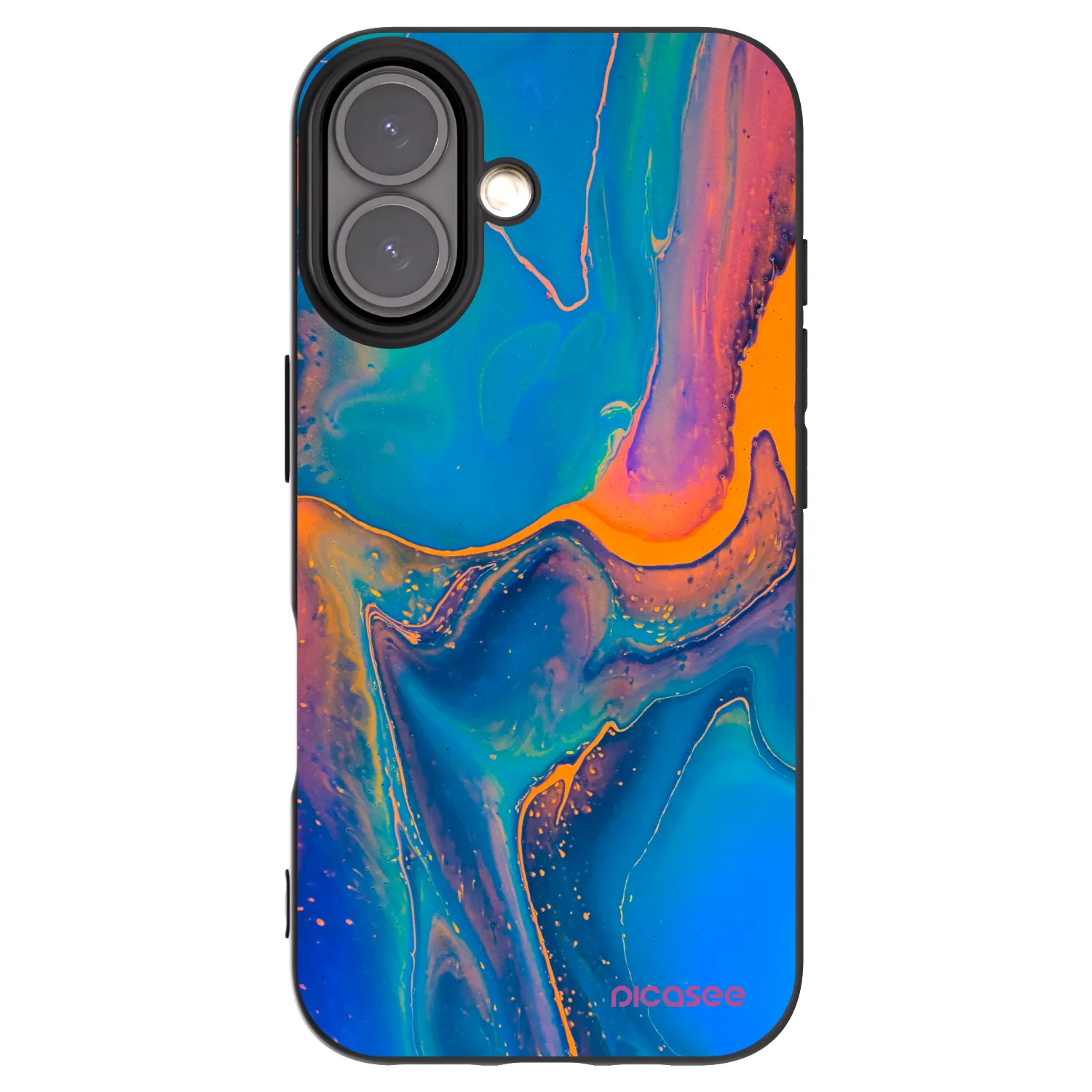 Picasee husă neagră din silicon pentru Apple iPhone 16 - Rainbow