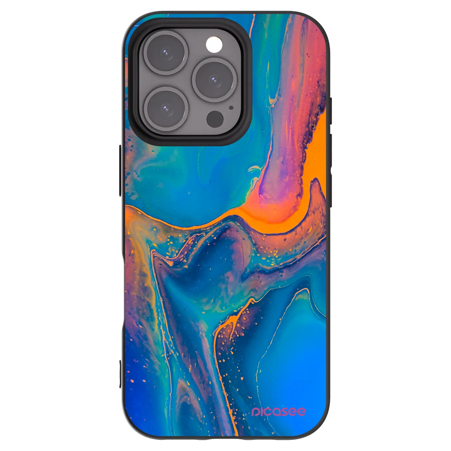 Picasee husă neagră din silicon pentru Apple iPhone 16 Pro - Rainbow