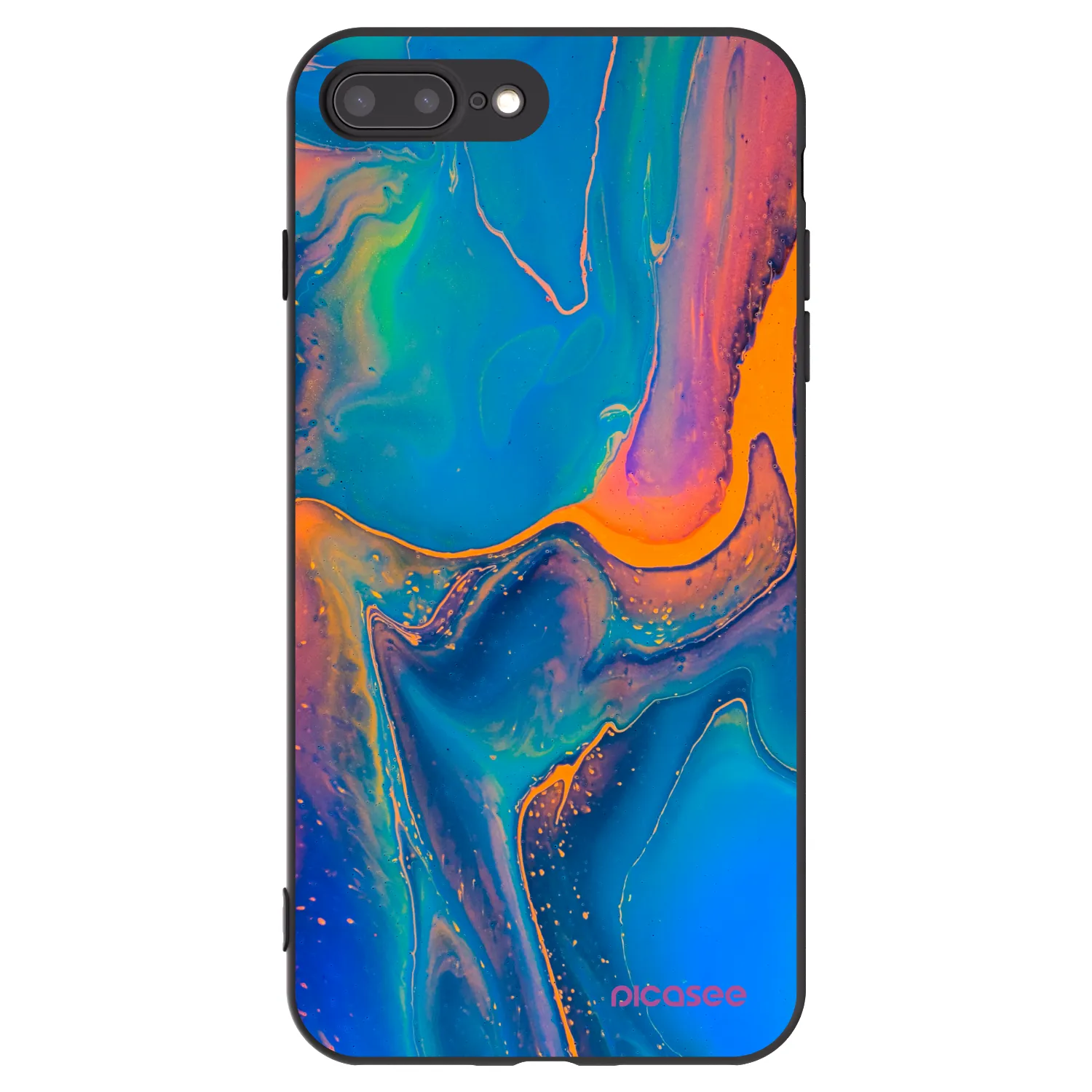 Picasee husă neagră din silicon pentru Apple iPhone 8 Plus - Rainbow