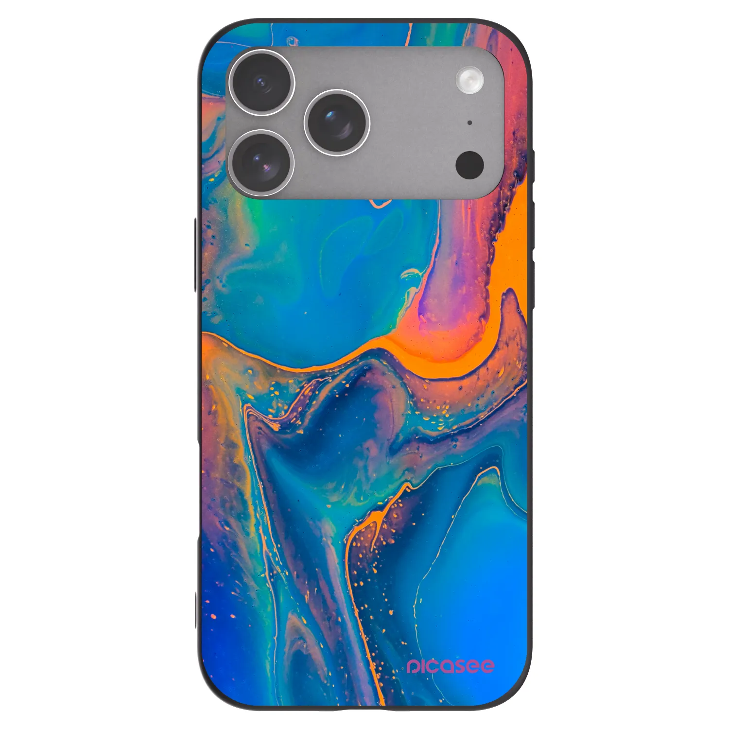 Picasee husă neagră din silicon pentru Apple iPhone 18 Pro Max - Rainbow