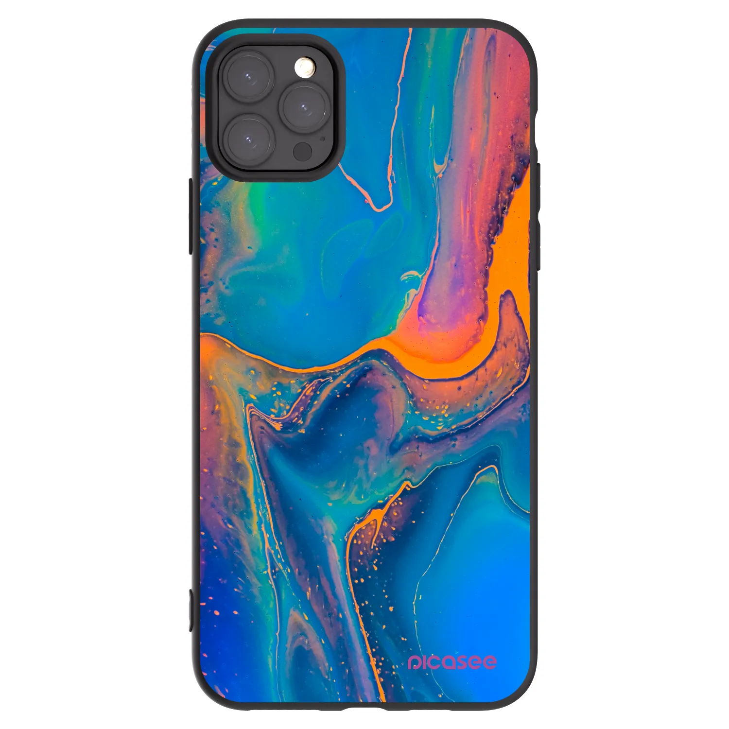 Picasee husă neagră din silicon pentru Apple iPhone 11 Pro Max - Rainbow