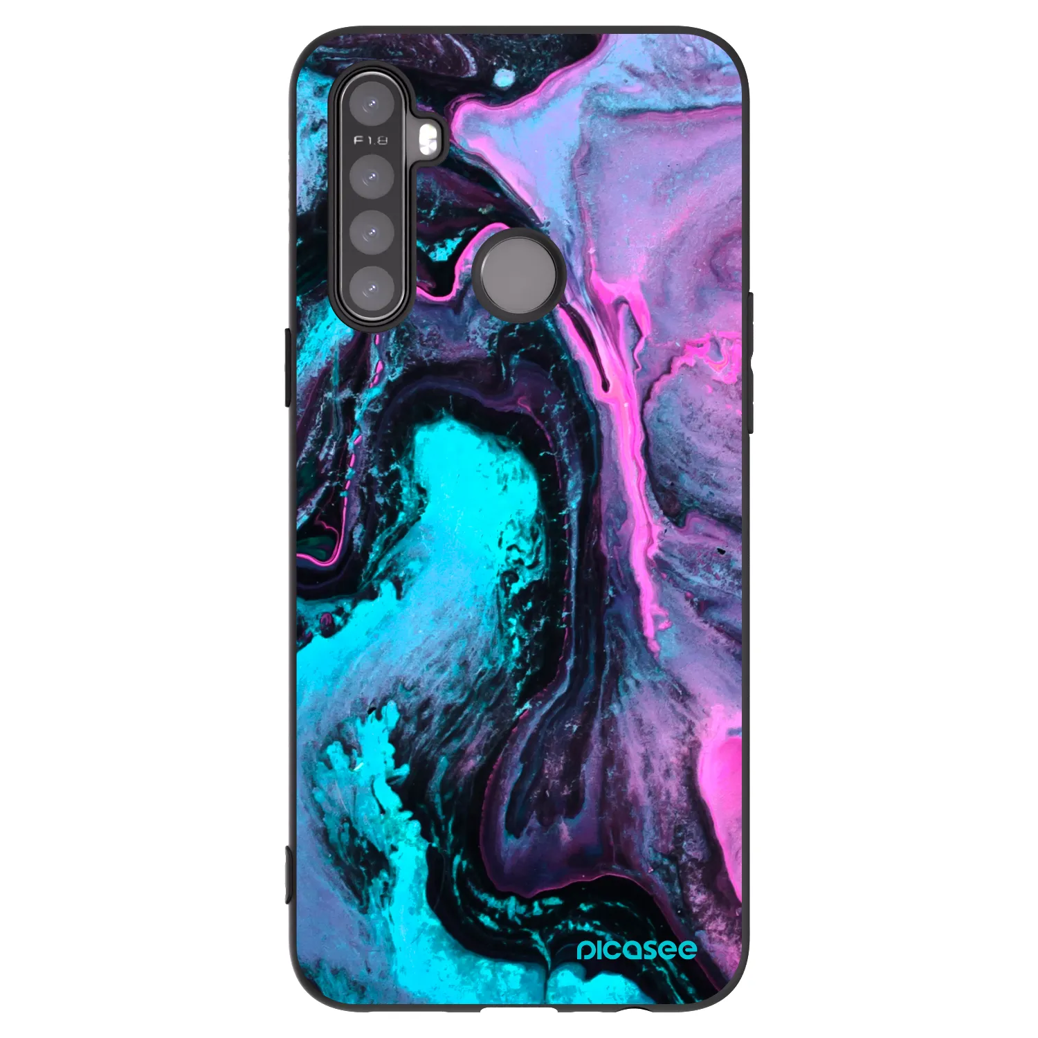 Picasee husă neagră din silicon pentru Realme 5 - Lean 2