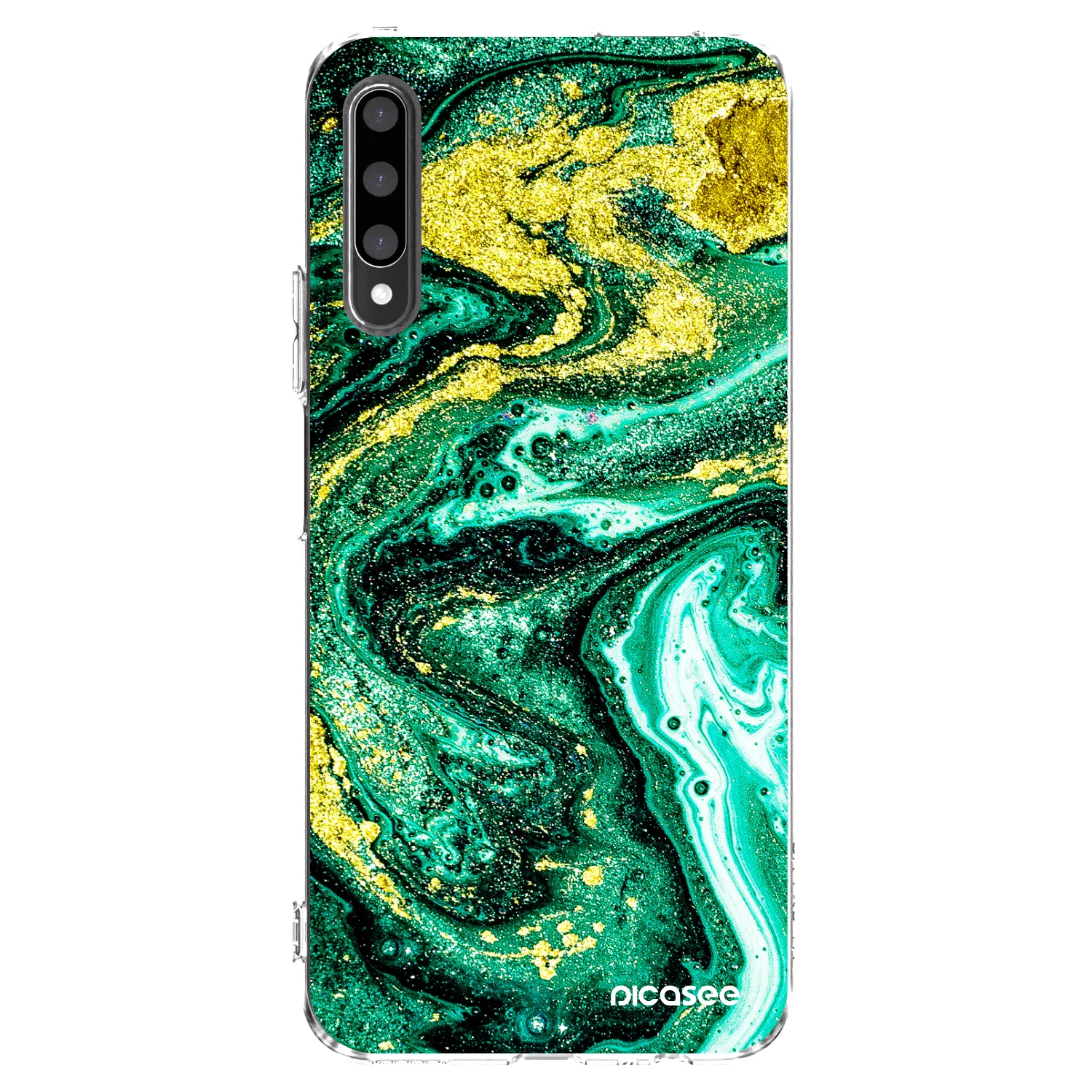 Picasee husă transparentă din silicon pentru Honor 9X Pro - Green Gold