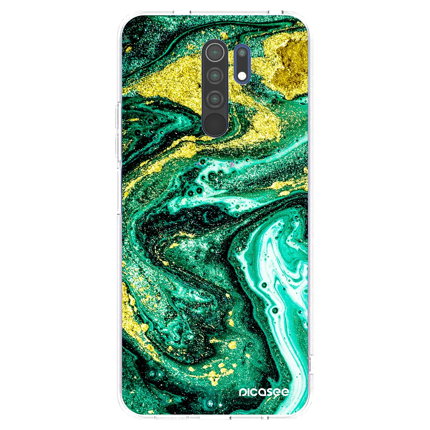 Picasee husă transparentă din silicon pentru Xiaomi Redmi 9 - Green Gold