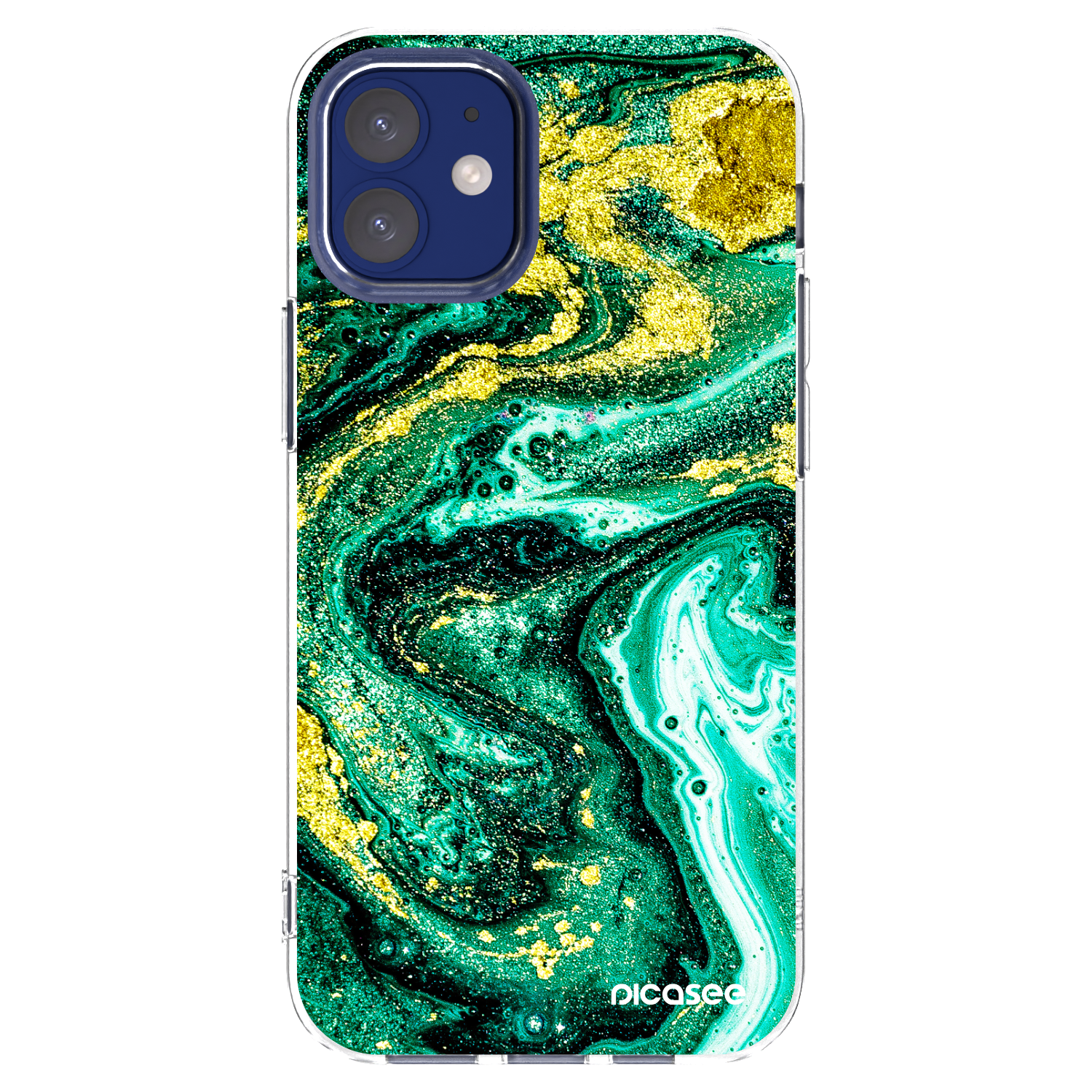 Picasee husă transparentă din silicon pentru Apple iPhone 12 mini - Green Gold