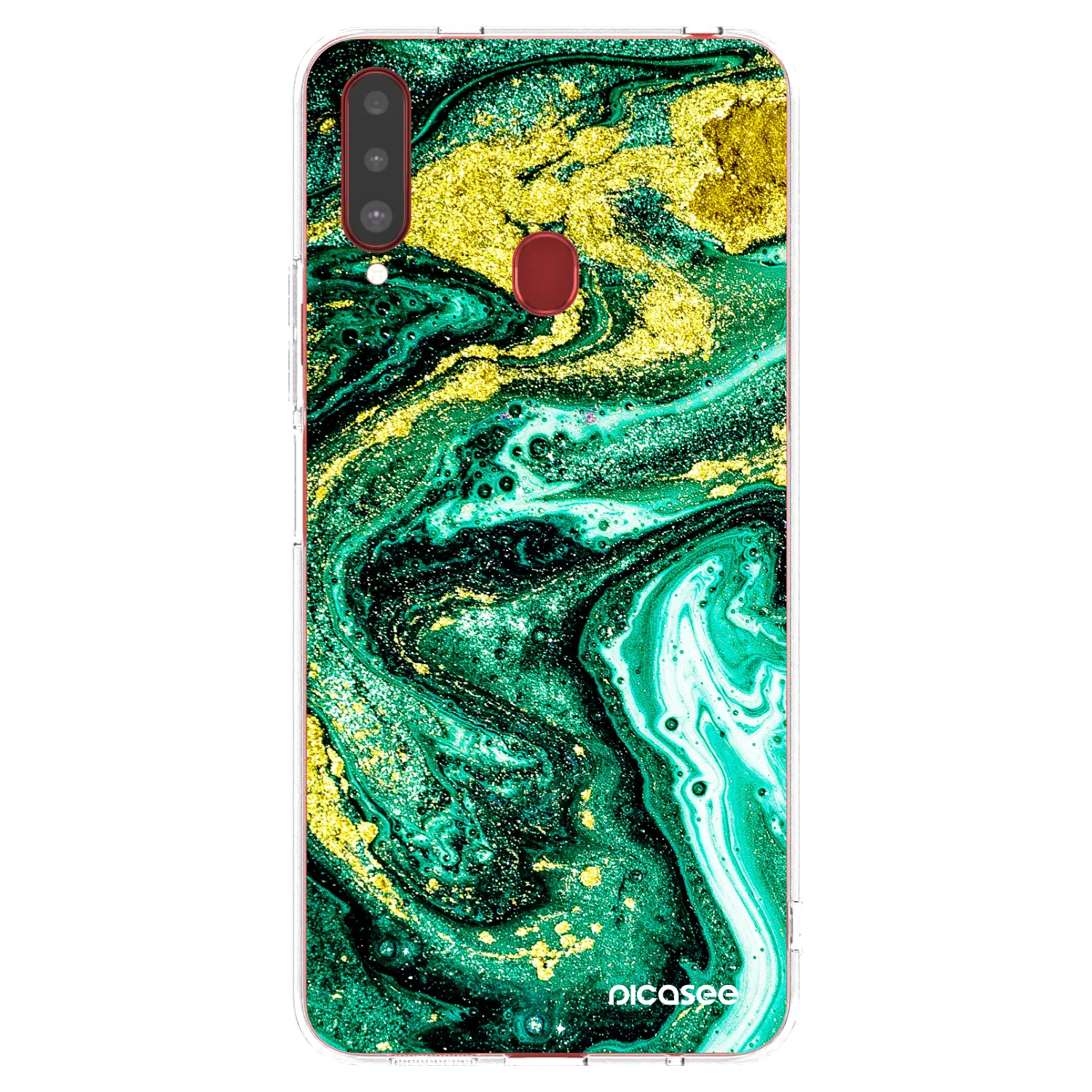 Picasee husă transparentă din silicon pentru Samsung Galaxy A20s - Green Gold