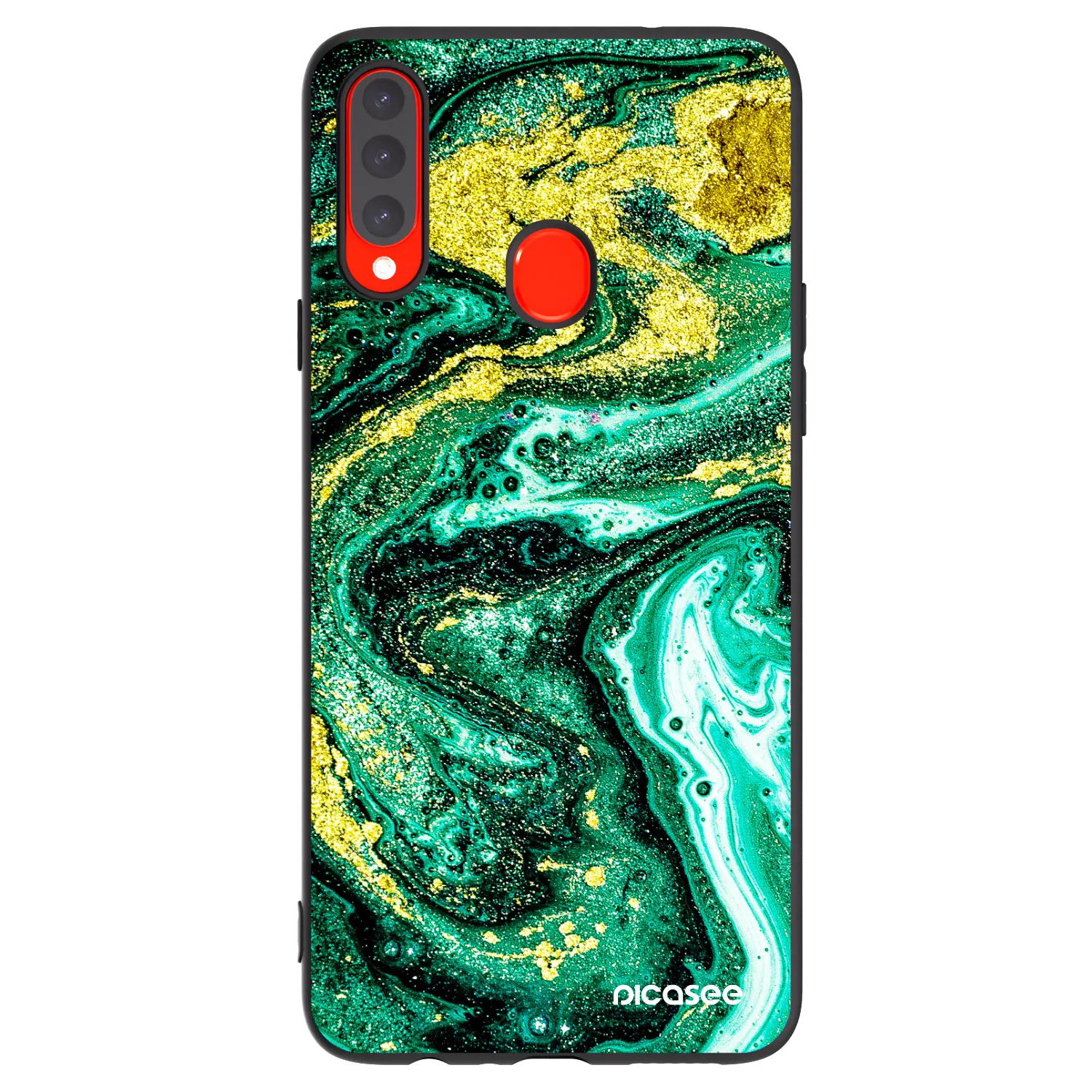 Picasee husă neagră din silicon pentru Samsung Galaxy A20s - Green Gold
