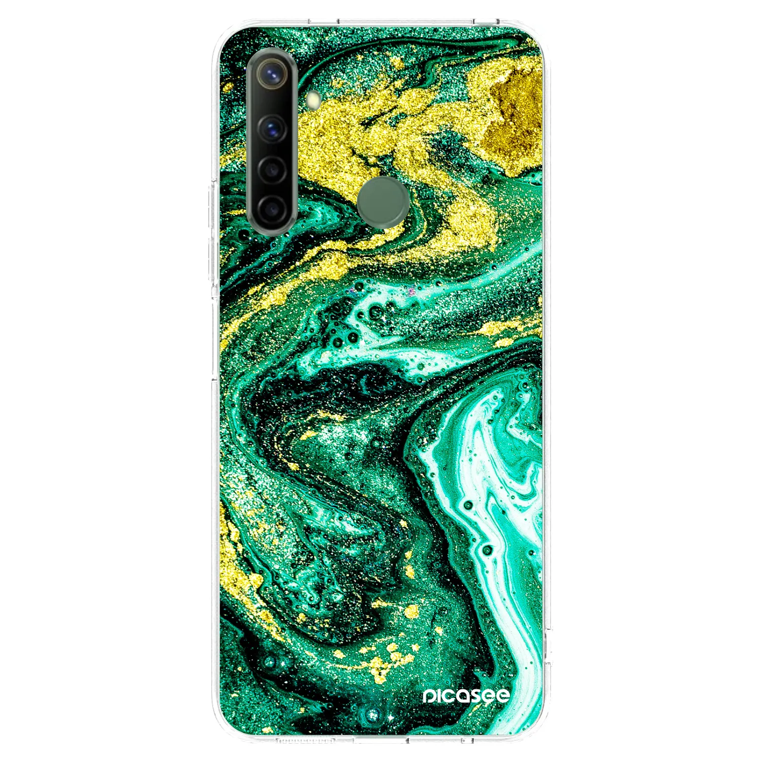 Picasee husă transparentă din silicon pentru Realme 6i - Green Gold
