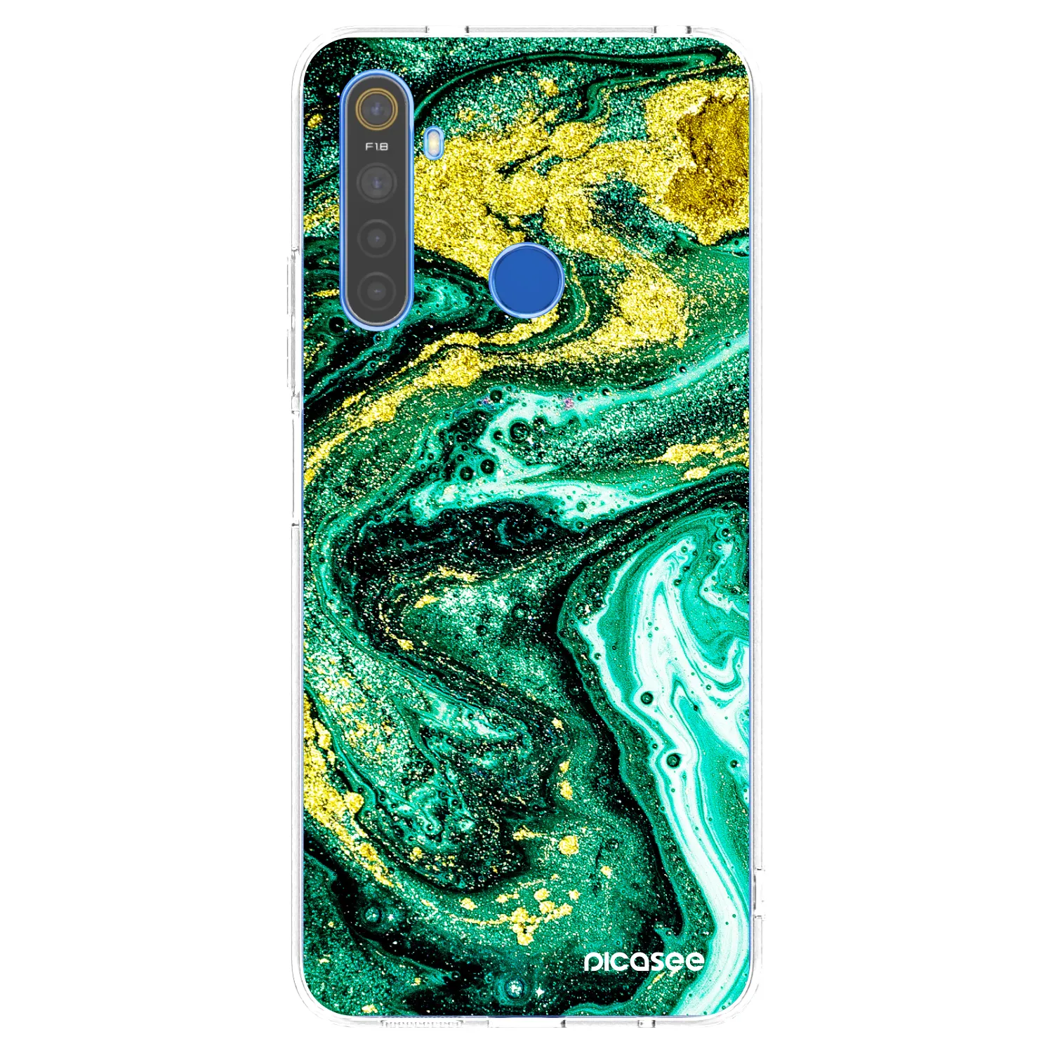 Picasee husă transparentă din silicon pentru Realme 5 - Green Gold