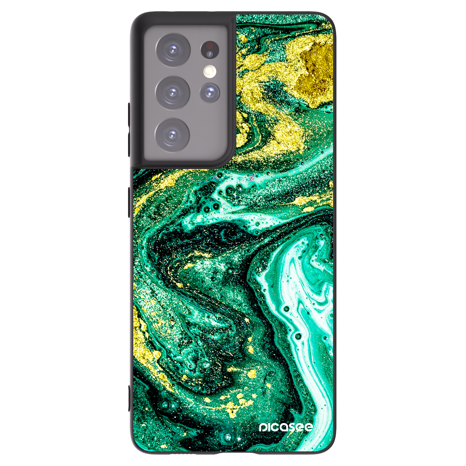 Picasee husă neagră din silicon pentru Samsung Galaxy S21 Ultra 5G G998B - Green Gold