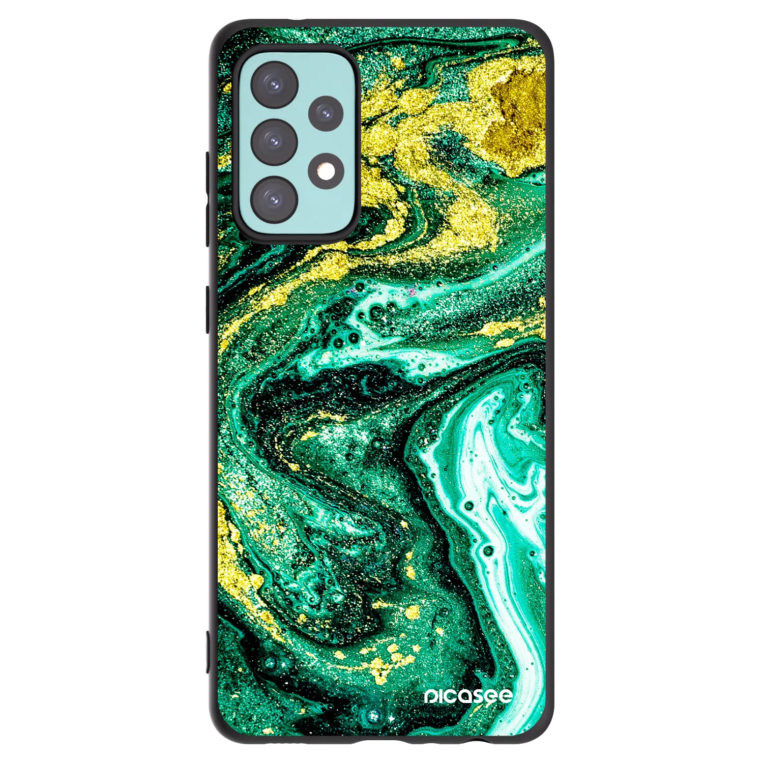 Picasee husă neagră din silicon pentru Samsung Galaxy A72 A725F - Green Gold