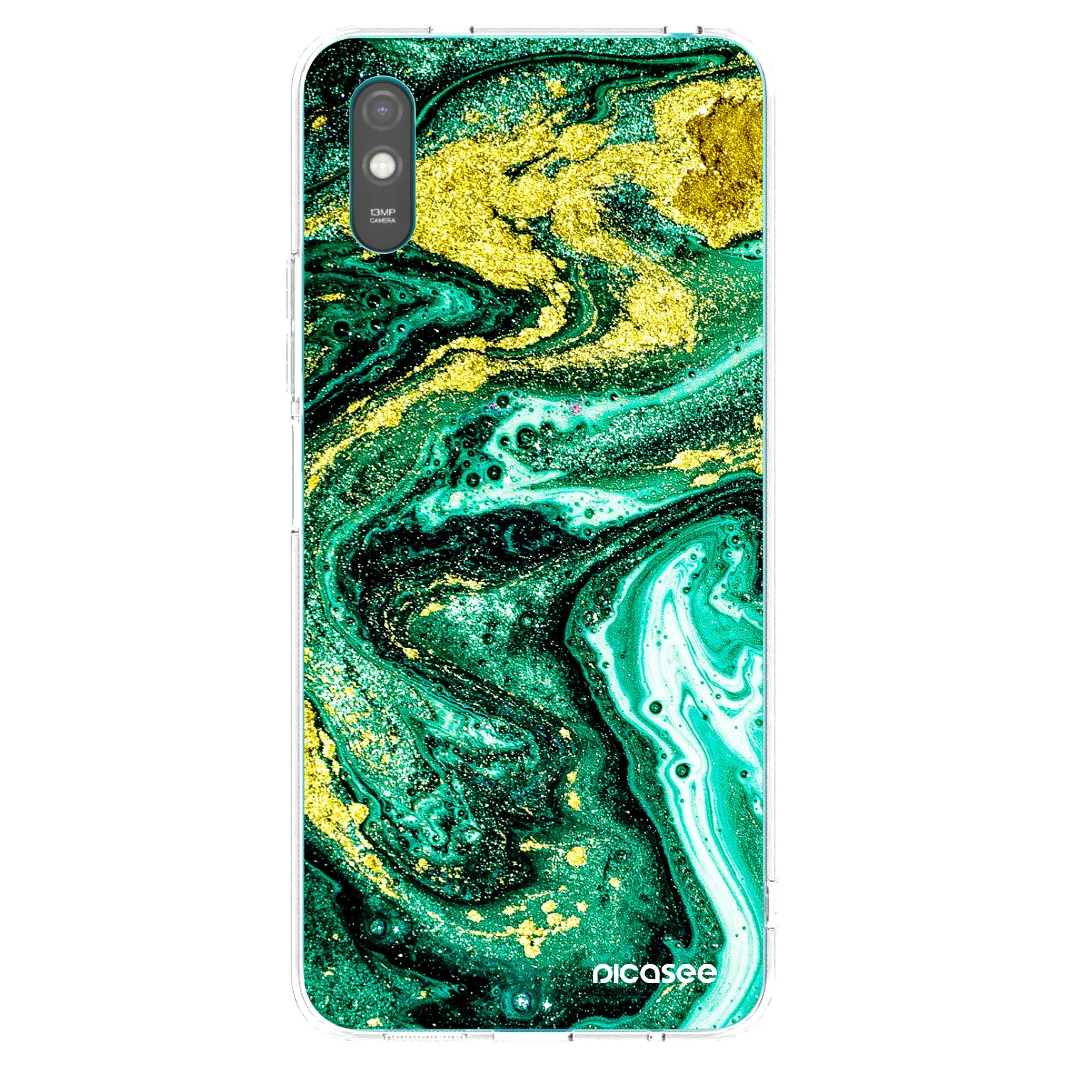 Picasee husă transparentă din silicon pentru Xiaomi Redmi 9AT - Green Gold