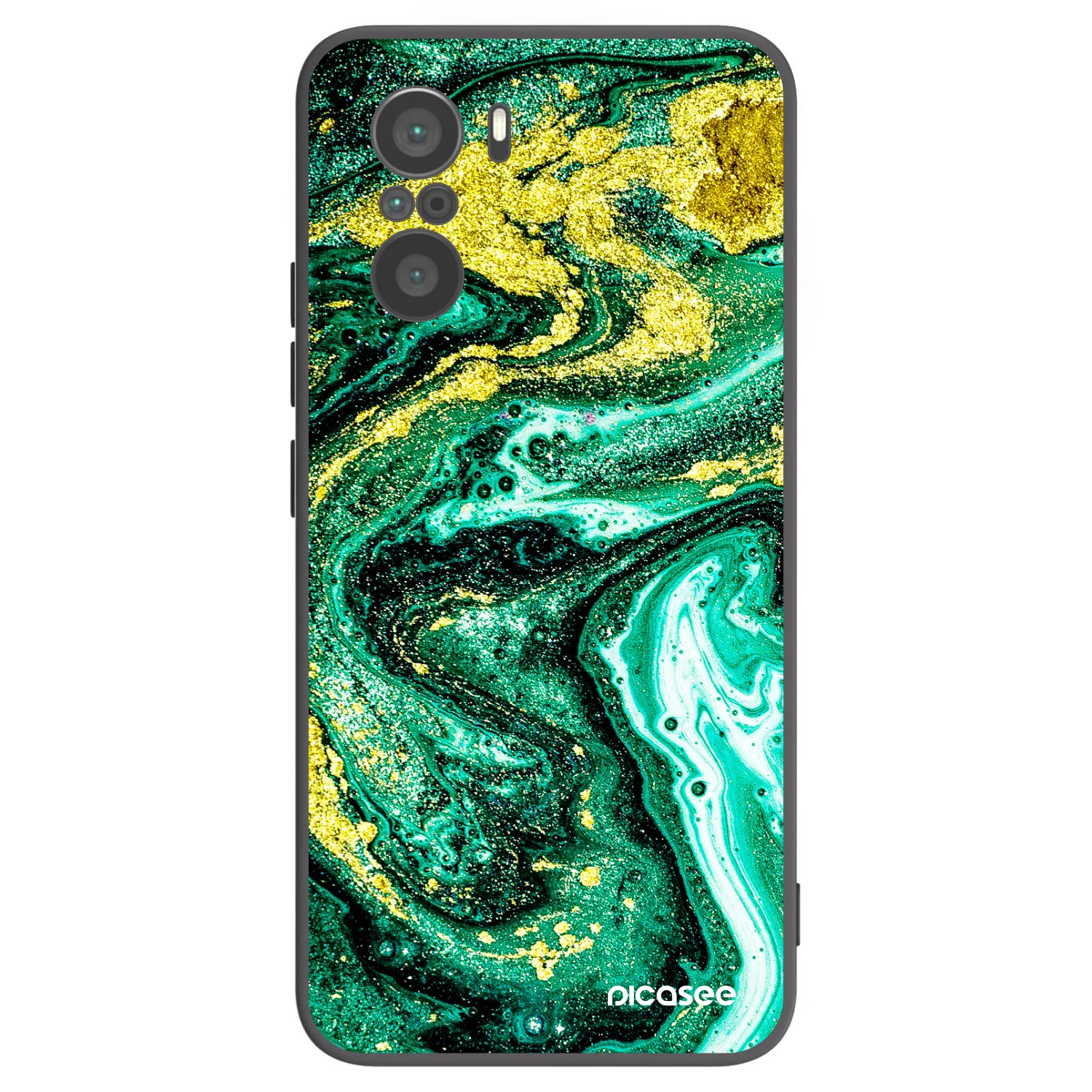 Picasee husă neagră din silicon pentru Xiaomi Poco F3 - Green Gold