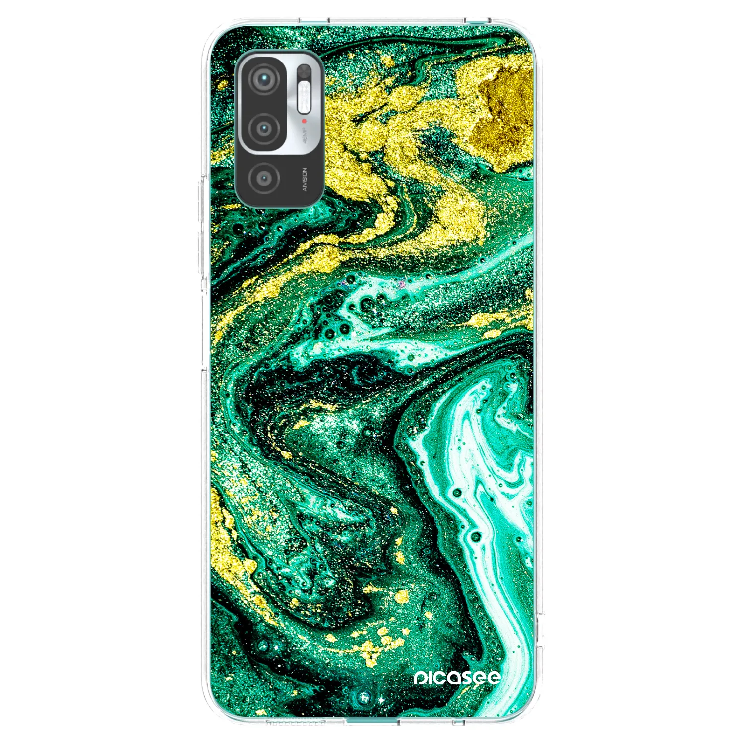 Picasee husă transparentă din silicon pentru Xiaomi Redmi Note 10 5G - Green Gold