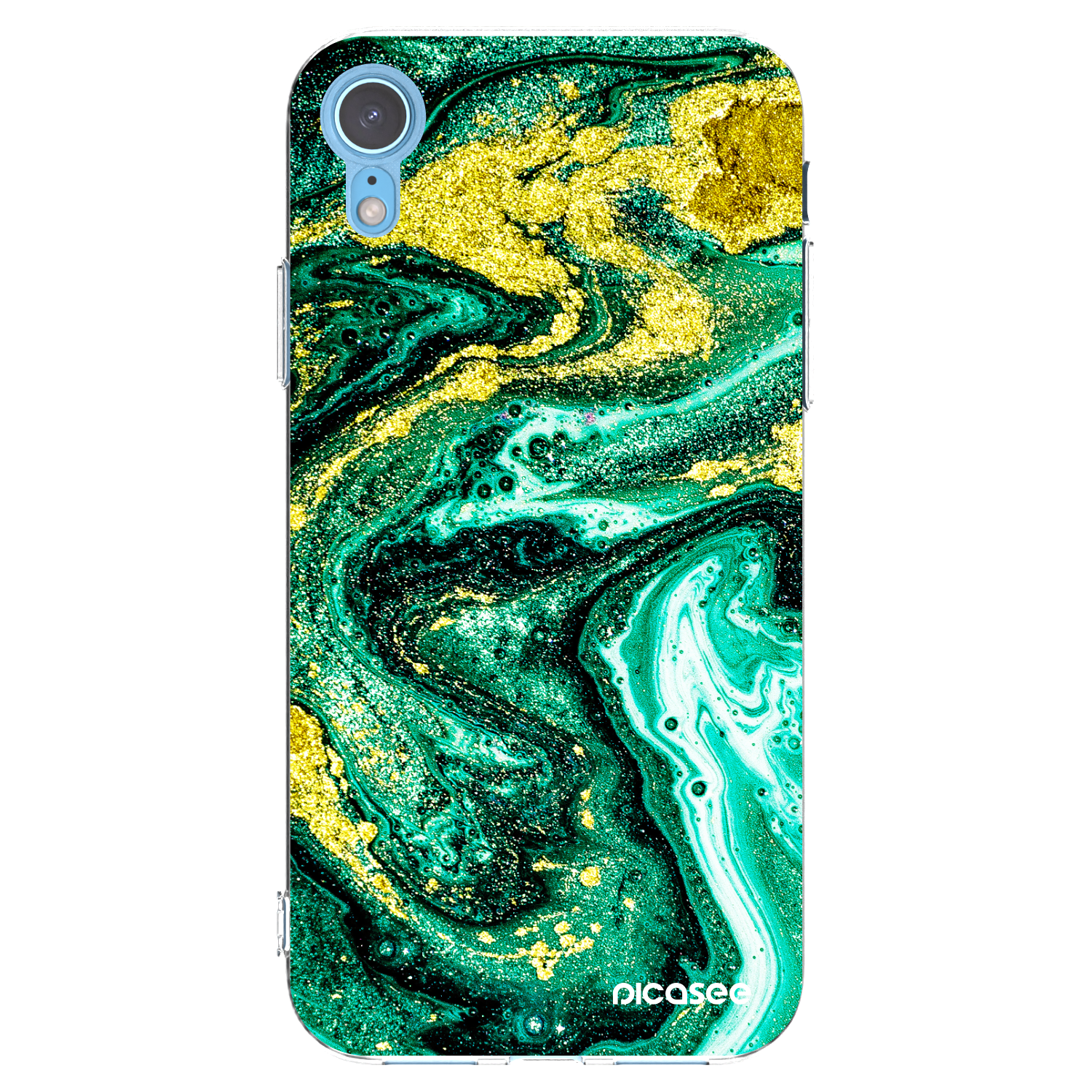Picasee husă transparentă din silicon pentru Apple iPhone XR - Green Gold