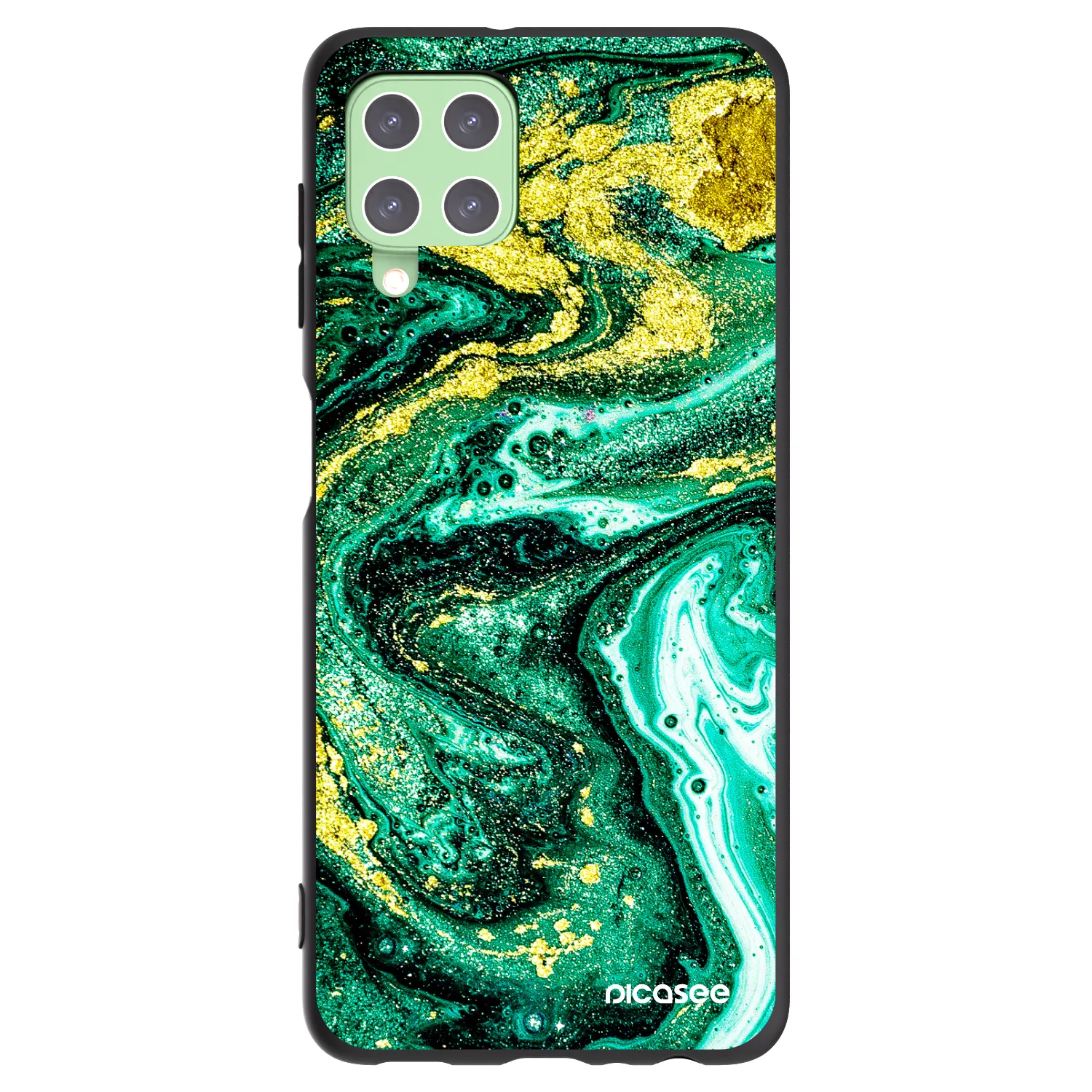 Picasee husă neagră din silicon pentru Samsung Galaxy A22 A225F 4G - Green Gold