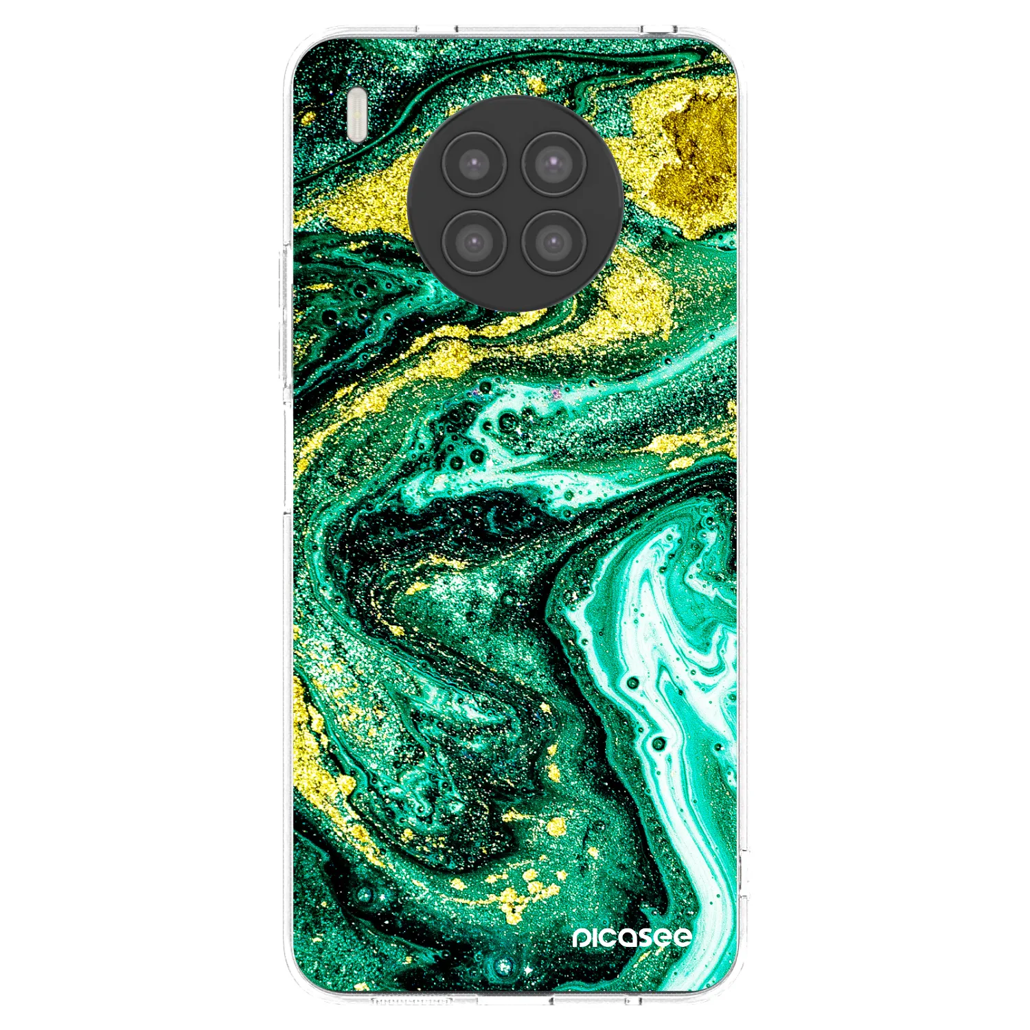 Picasee husă transparentă din silicon pentru Huawei Nova 8i - Green Gold