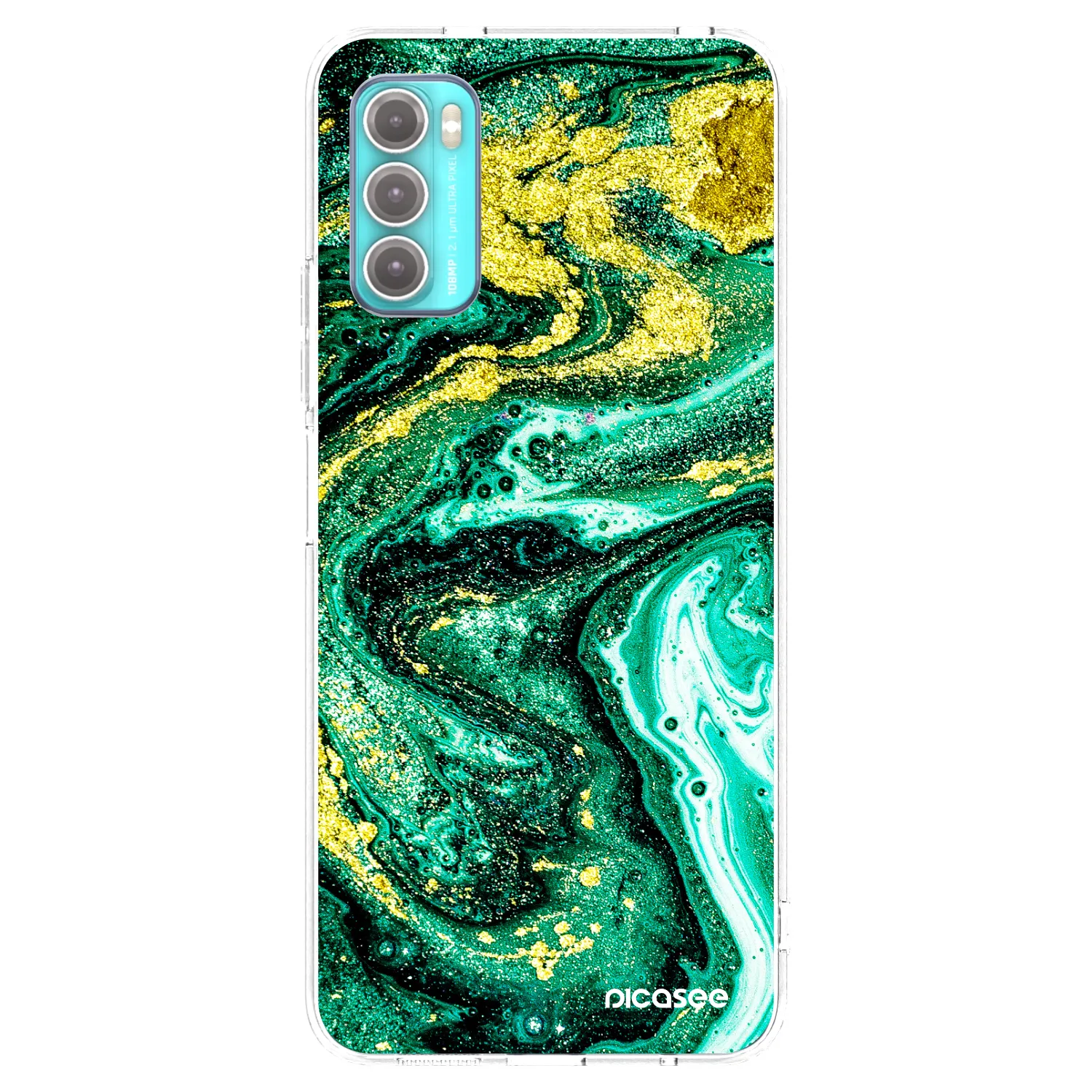 Picasee husă transparentă din silicon pentru Motorola Moto G60 - Green Gold