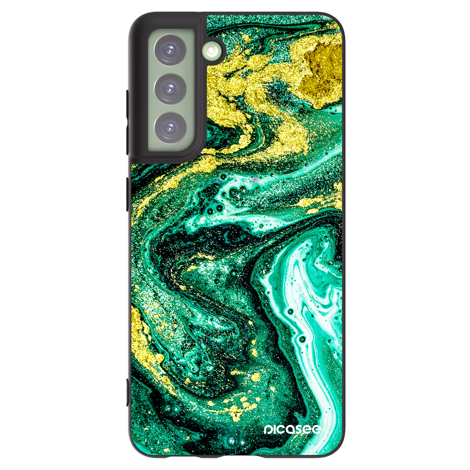 Picasee husă neagră din silicon pentru Samsung Galaxy S21 FE 5G - Green Gold