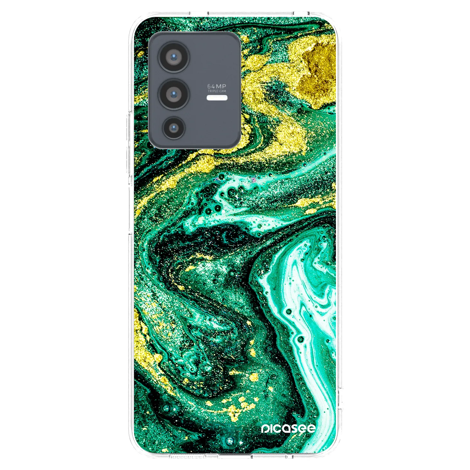 Picasee husă transparentă din silicon pentru Vivo V23 5G - Green Gold