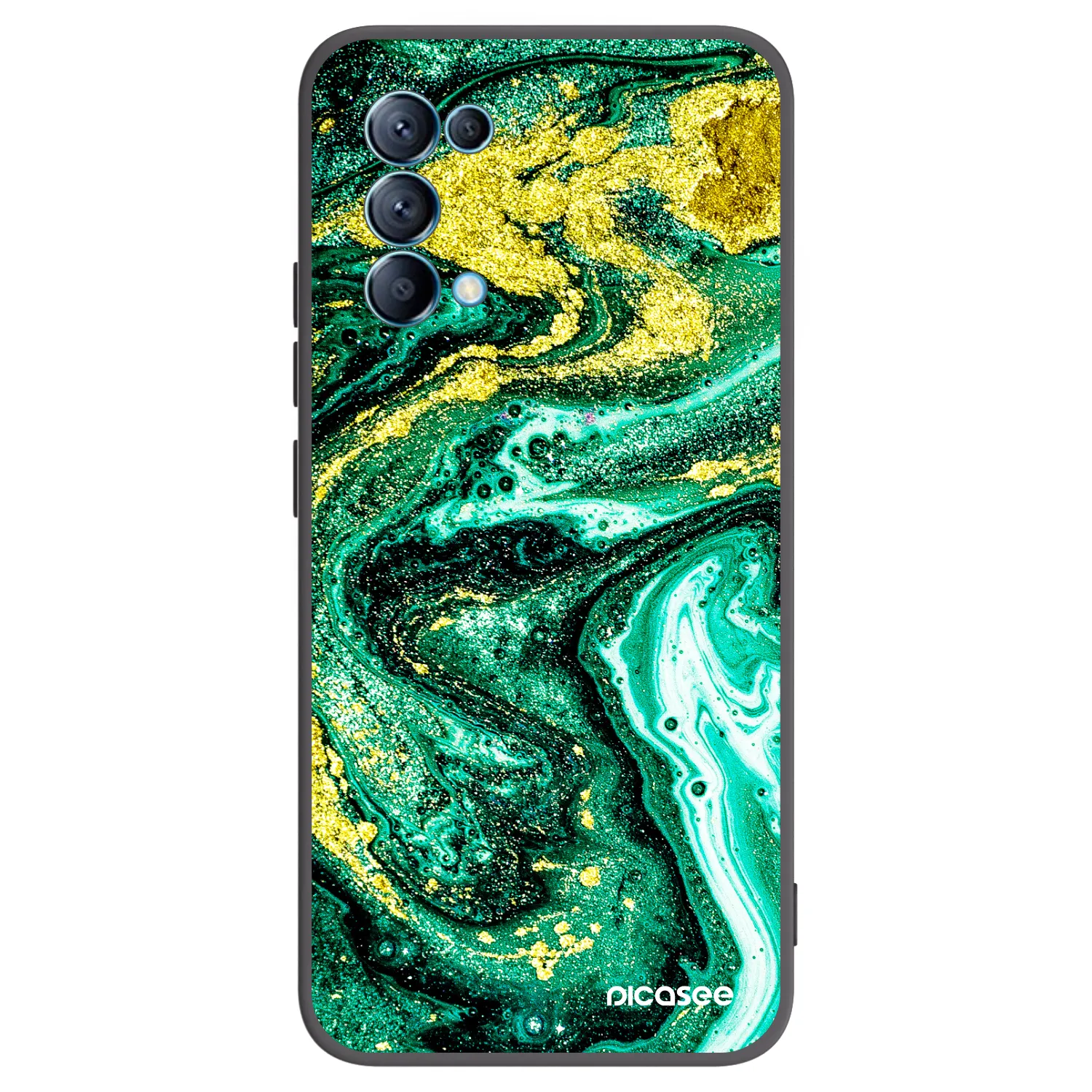 Picasee husă neagră din silicon pentru OPPO Reno 5 5G - Green Gold