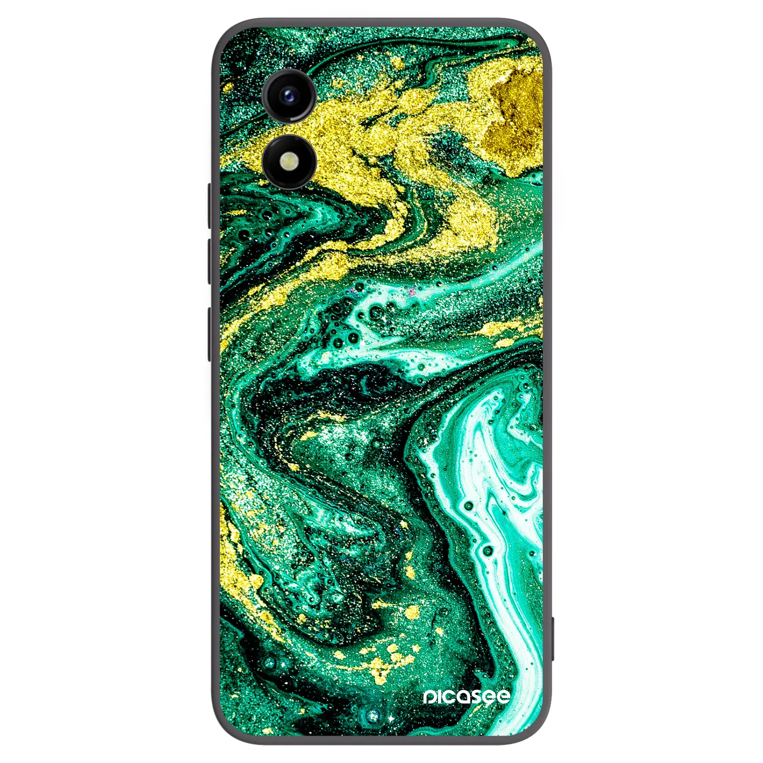 Picasee husă neagră din silicon pentru Vivo Y01 - Green Gold