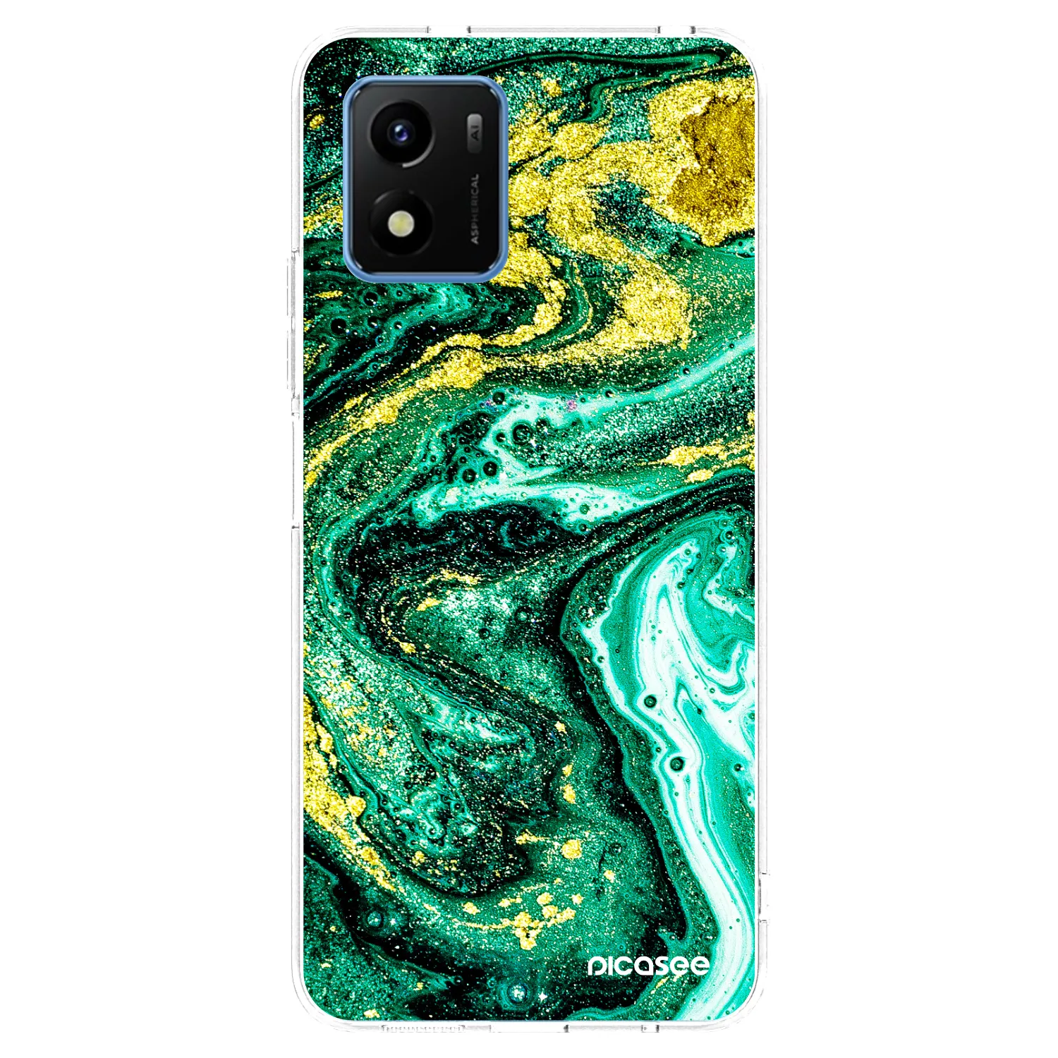 Picasee husă transparentă din silicon pentru Vivo Y01 - Green Gold