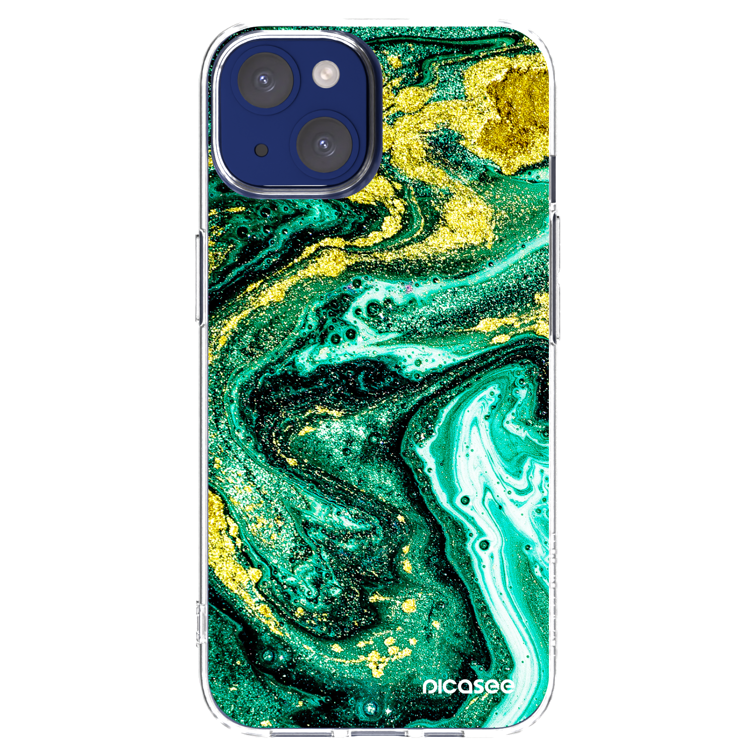 Picasee husă transparentă din silicon pentru Apple iPhone 14 - Green Gold