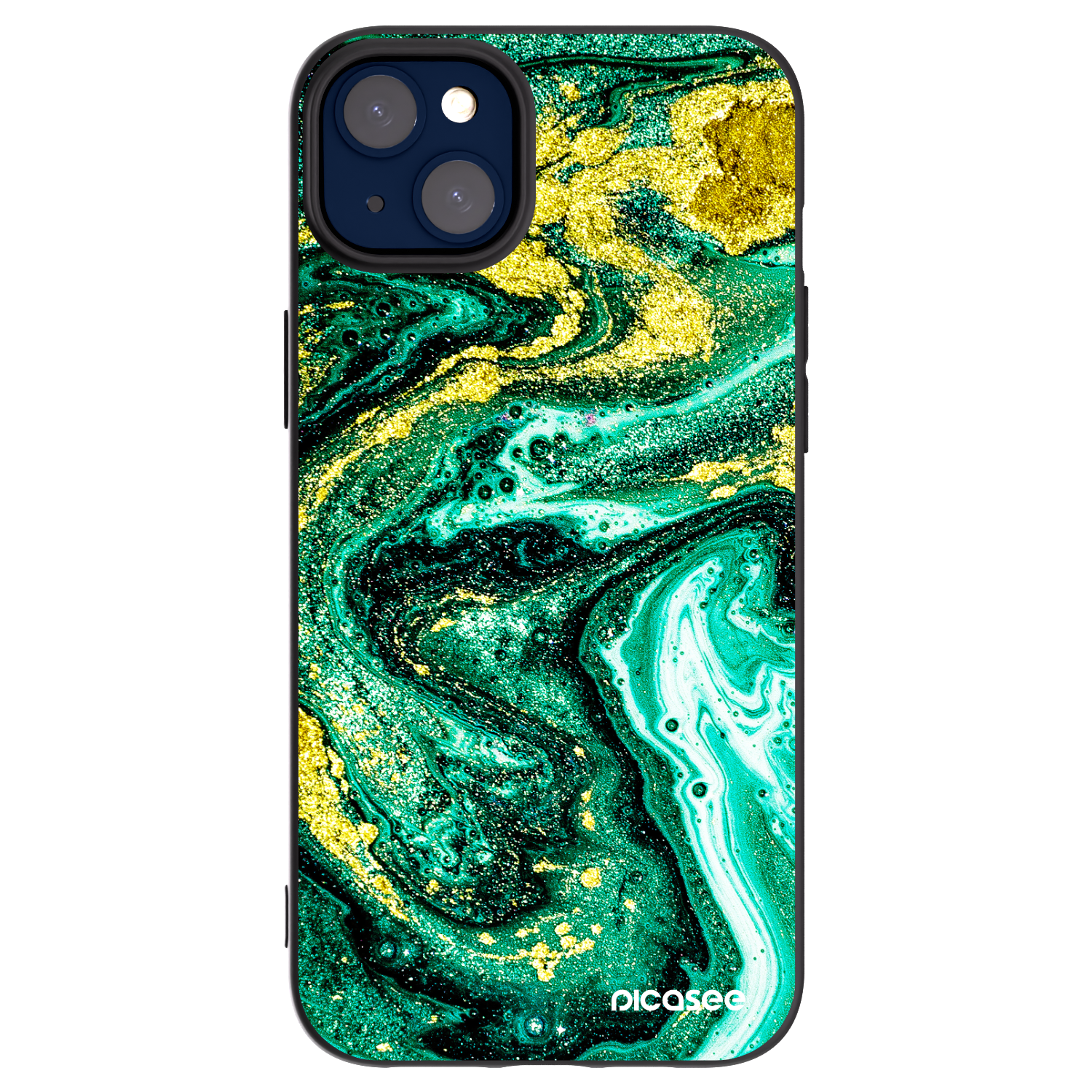 Picasee husă neagră din silicon pentru Apple iPhone 14 Plus - Green Gold
