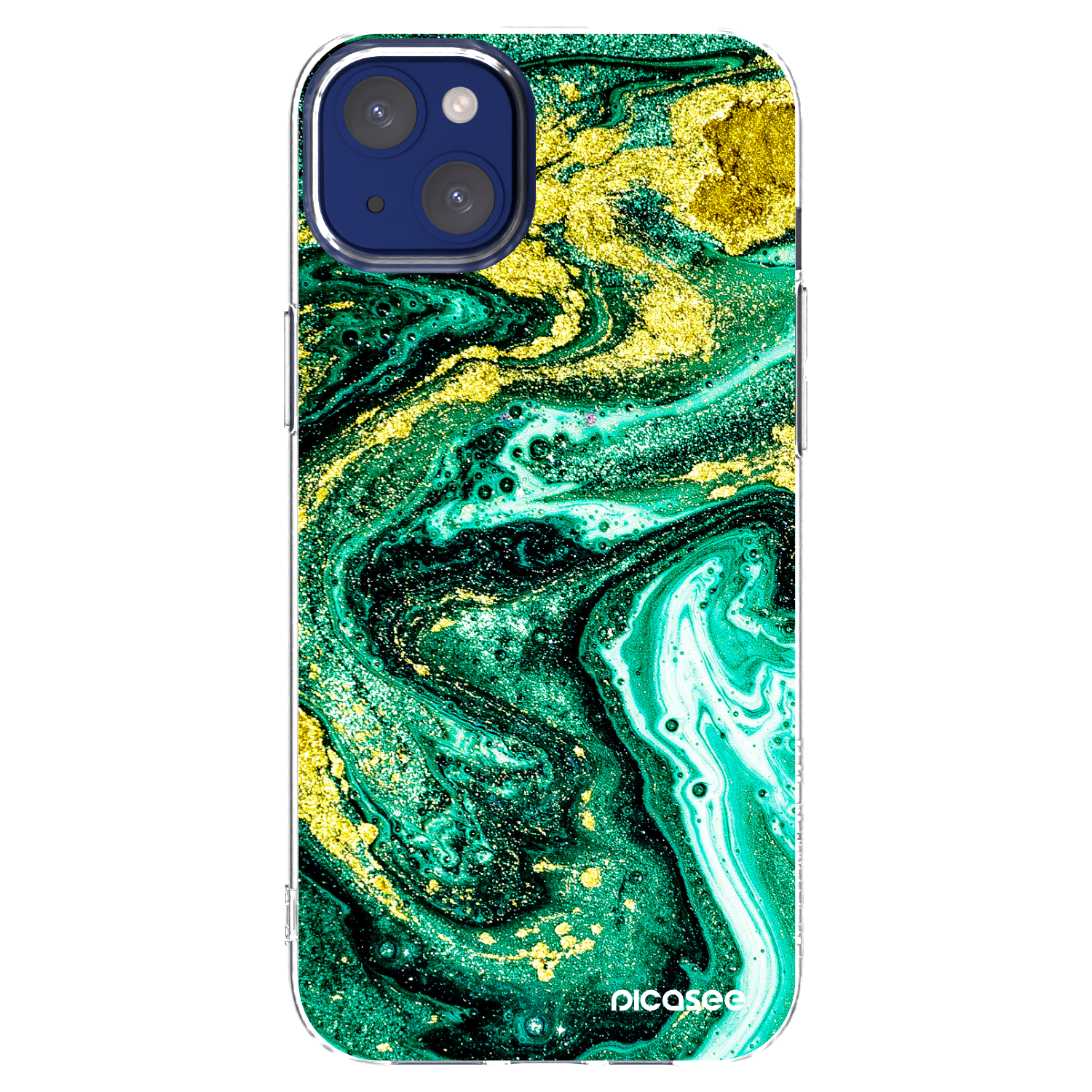 Picasee husă transparentă din silicon pentru Apple iPhone 14 Plus - Green Gold