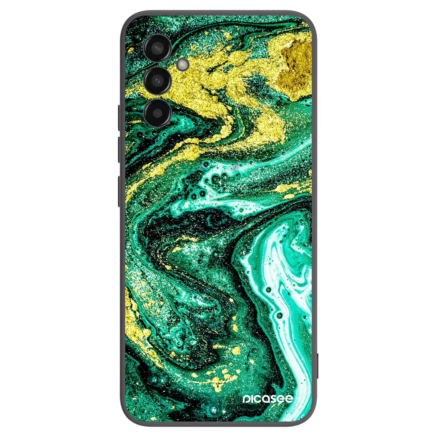 Picasee husă neagră din silicon pentru Samsung Galaxy M13 M135F - Green Gold