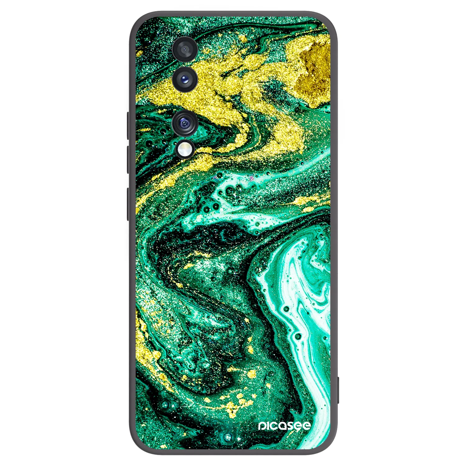Picasee husă neagră din silicon pentru Honor 70 - Green Gold