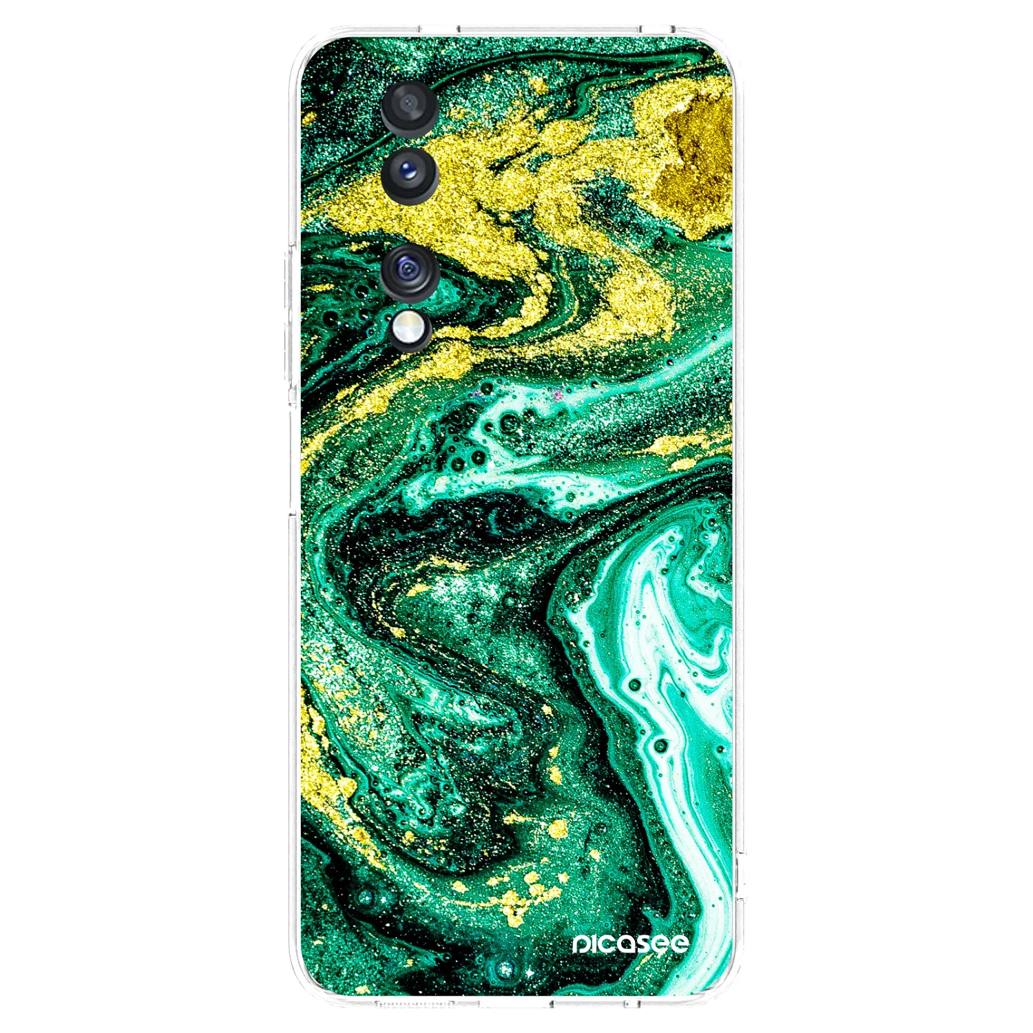Picasee husă transparentă din silicon pentru Honor 70 - Green Gold