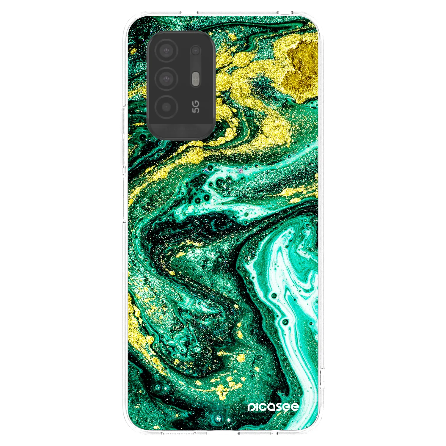 Picasee husă transparentă din silicon pentru OPPO A94 5G - Green Gold