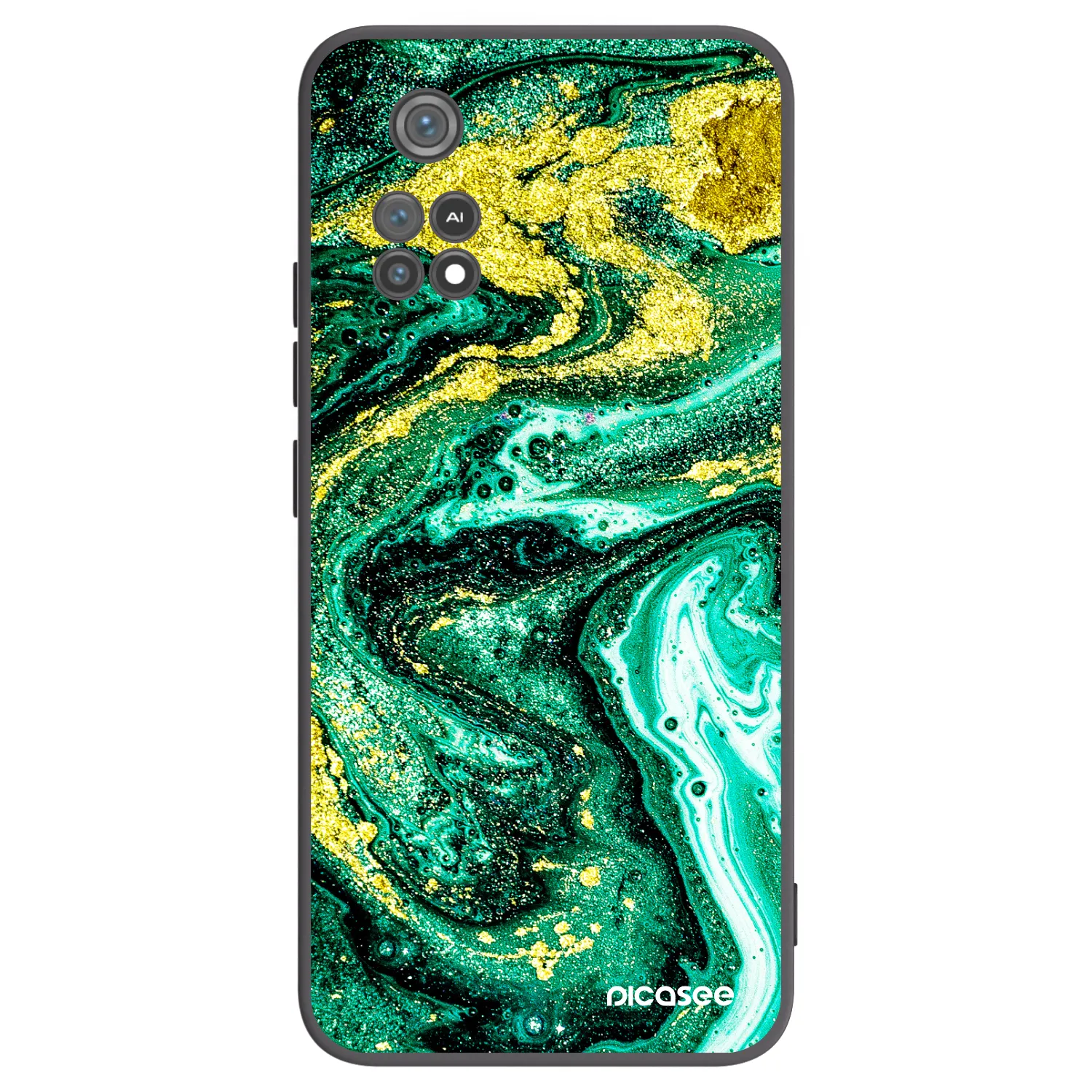 Picasee husă neagră din silicon pentru Xiaomi Poco M4 Pro - Green Gold