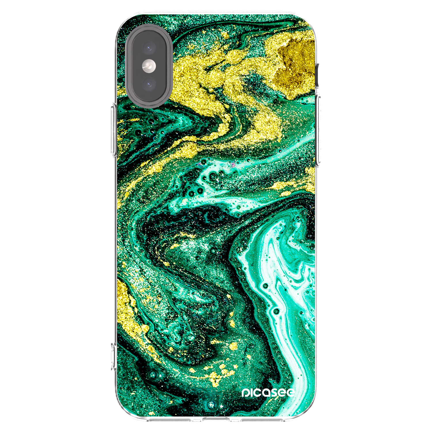 Picasee husă transparentă din silicon pentru Apple iPhone X/XS - Green Gold