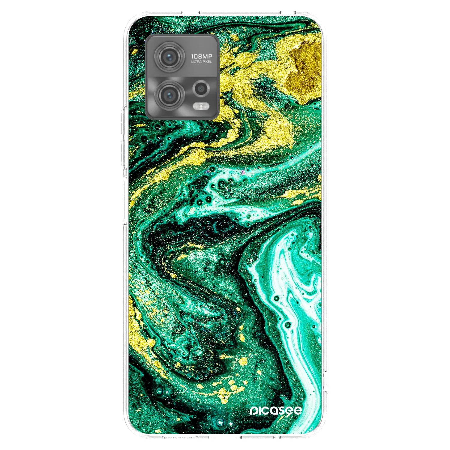Picasee husă transparentă din silicon pentru Motorola Moto G72 - Green Gold