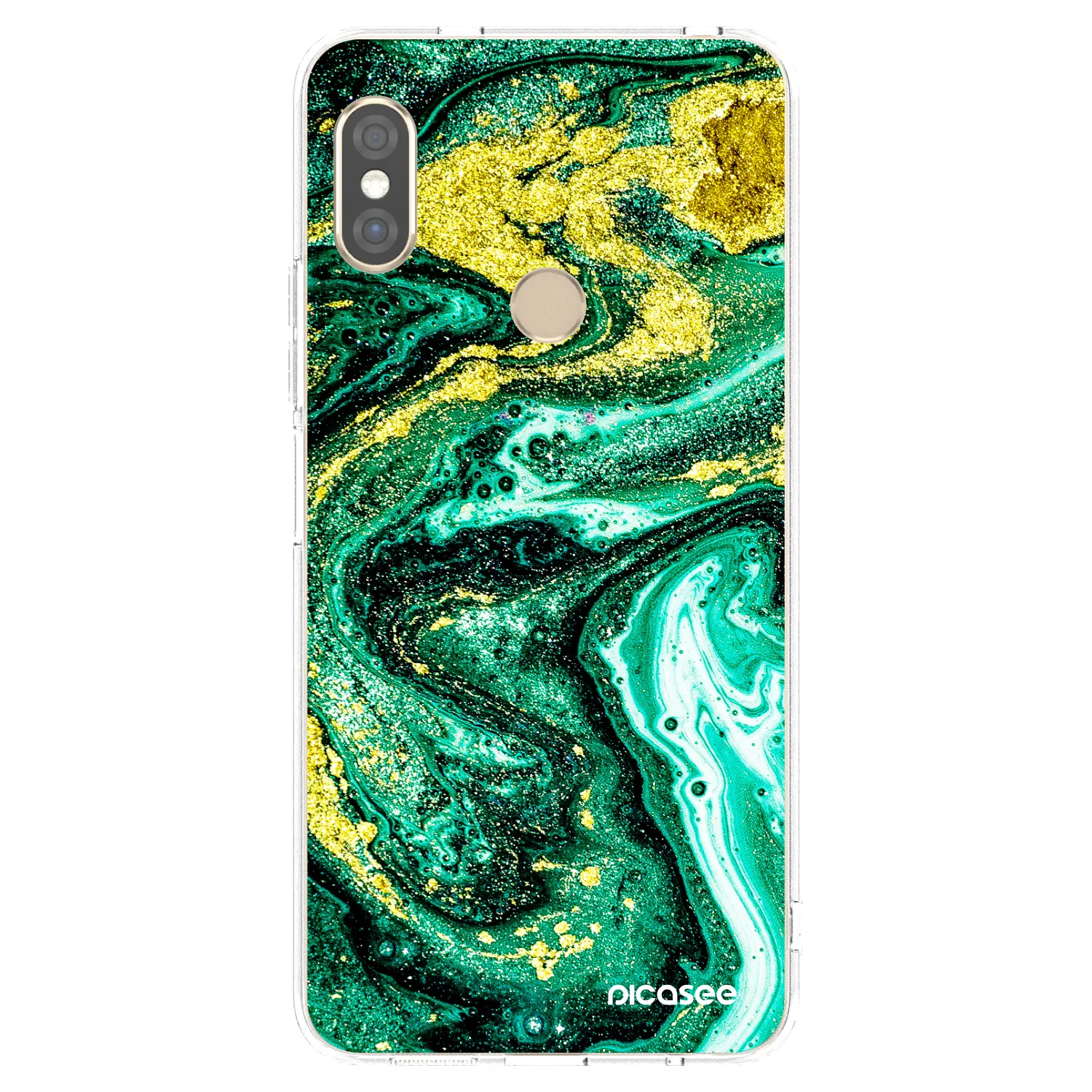 Picasee husă transparentă din silicon pentru Xiaomi Redmi Note 5 Global - Green Gold