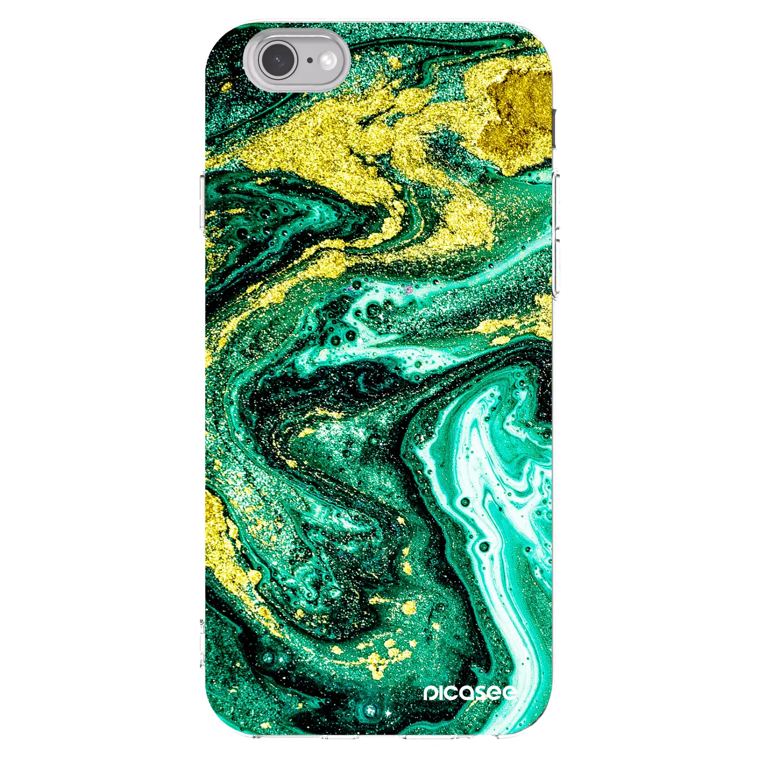 Picasee husă transparentă din silicon pentru Apple iPhone 6/6S - Green Gold
